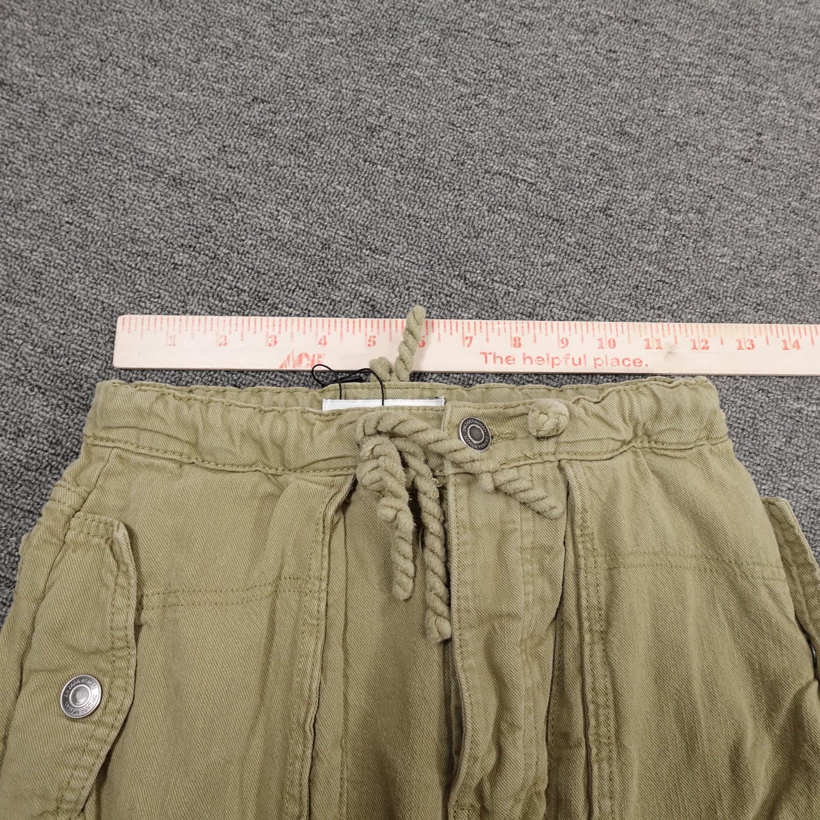 Zara Cargo Pants Womens 0 Green High Rise Convertible Jogger Zip Hem Twill - Thumbnail 7