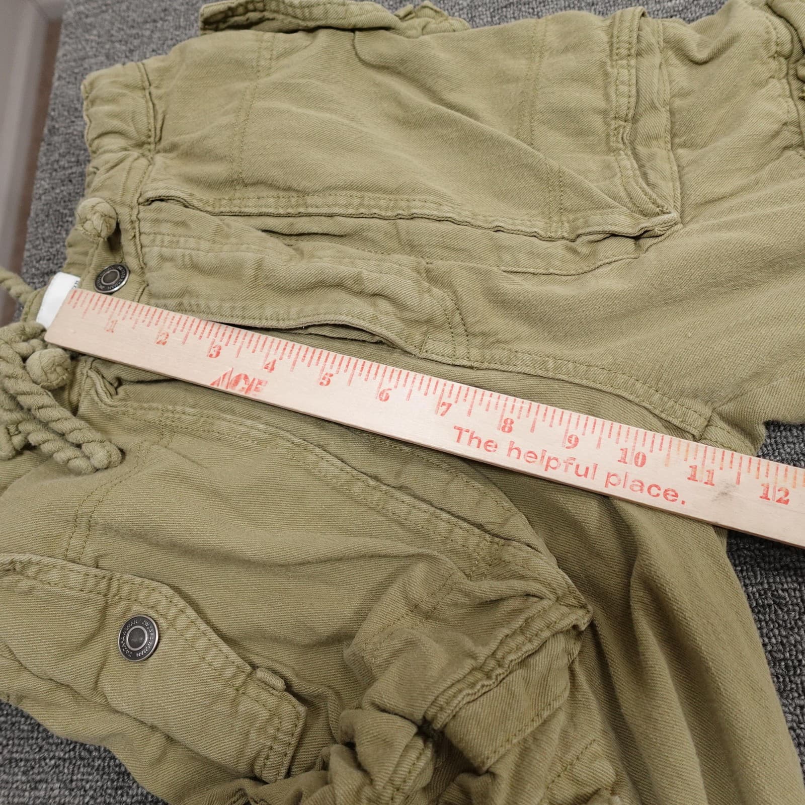 Zara Cargo Pants Womens 0 Green High Rise Convertible Jogger Zip Hem Twill - Thumbnail 8