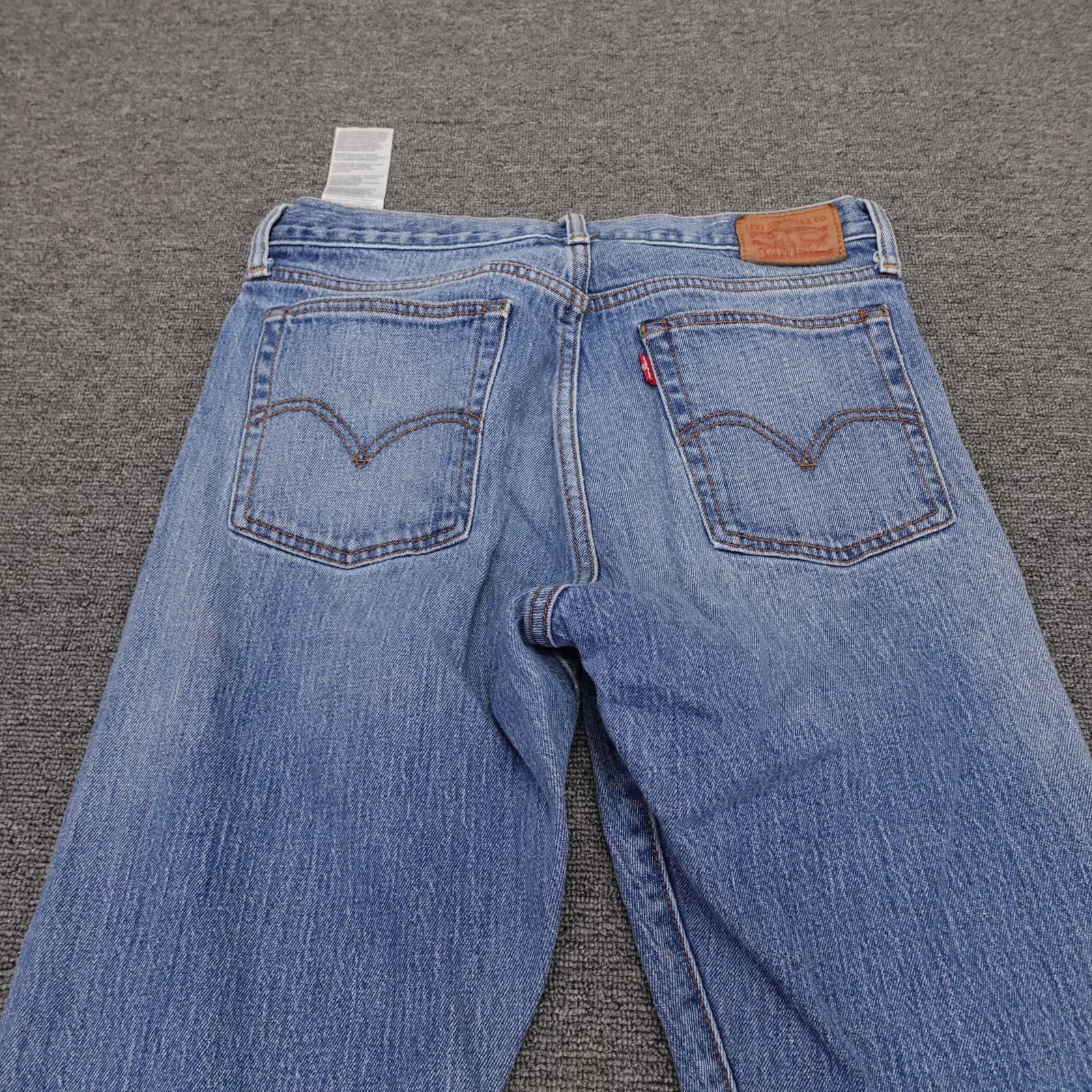 Levi's 501 Jeans Mens 30x30 Blue Wash Straight Button Fly Cone Denim Raw Hem - Thumbnail 4