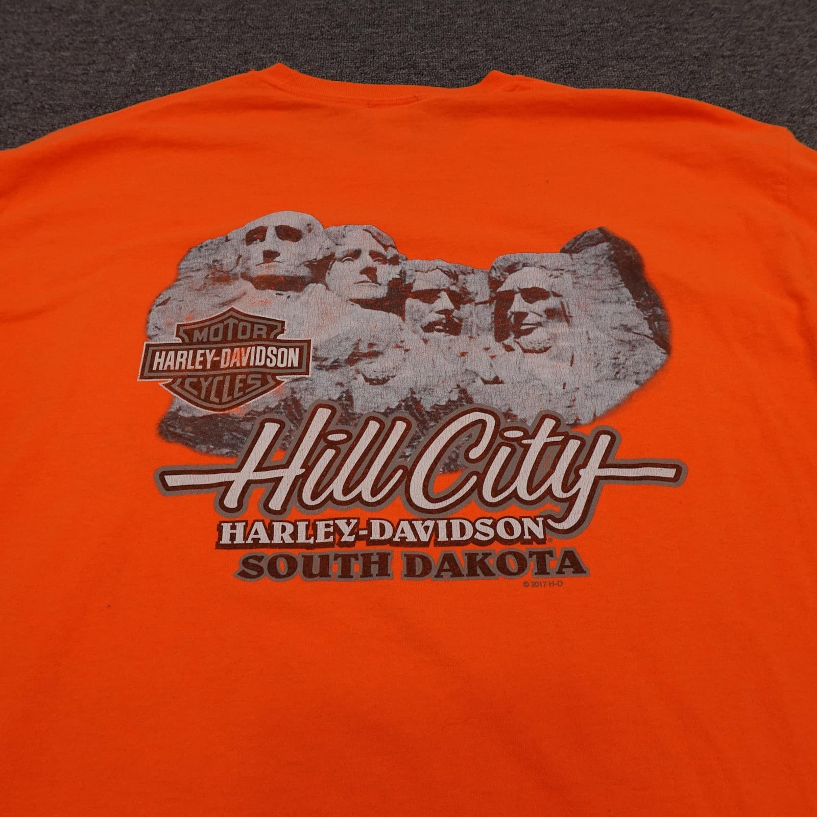 Harley-Davidson Shirt Mens 2XL Orange Long Sleeve Mount Rushmore Graphic Tee - Thumbnail 5