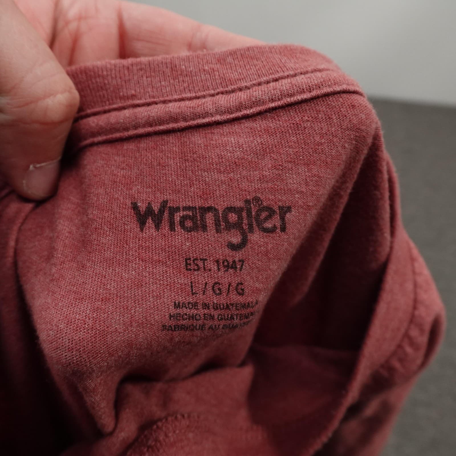 Wrangler Shirt Mens Large Red Heather Crewneck Short Sleeve Basic Casual Tee - Thumbnail 8