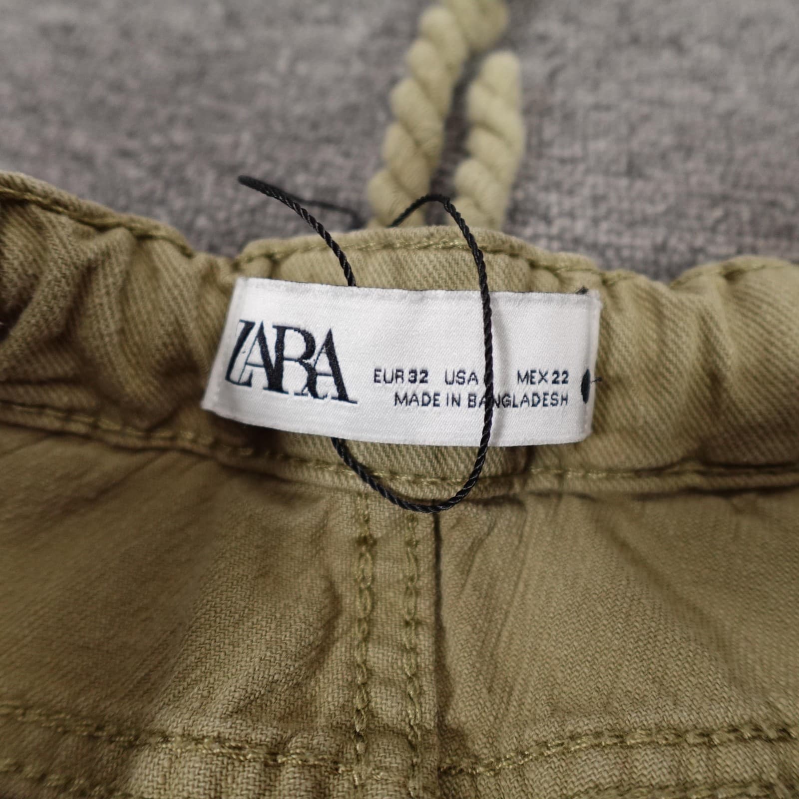 Zara Cargo Pants Womens 0 Green High Rise Convertible Jogger Zip Hem Twill - Thumbnail 4
