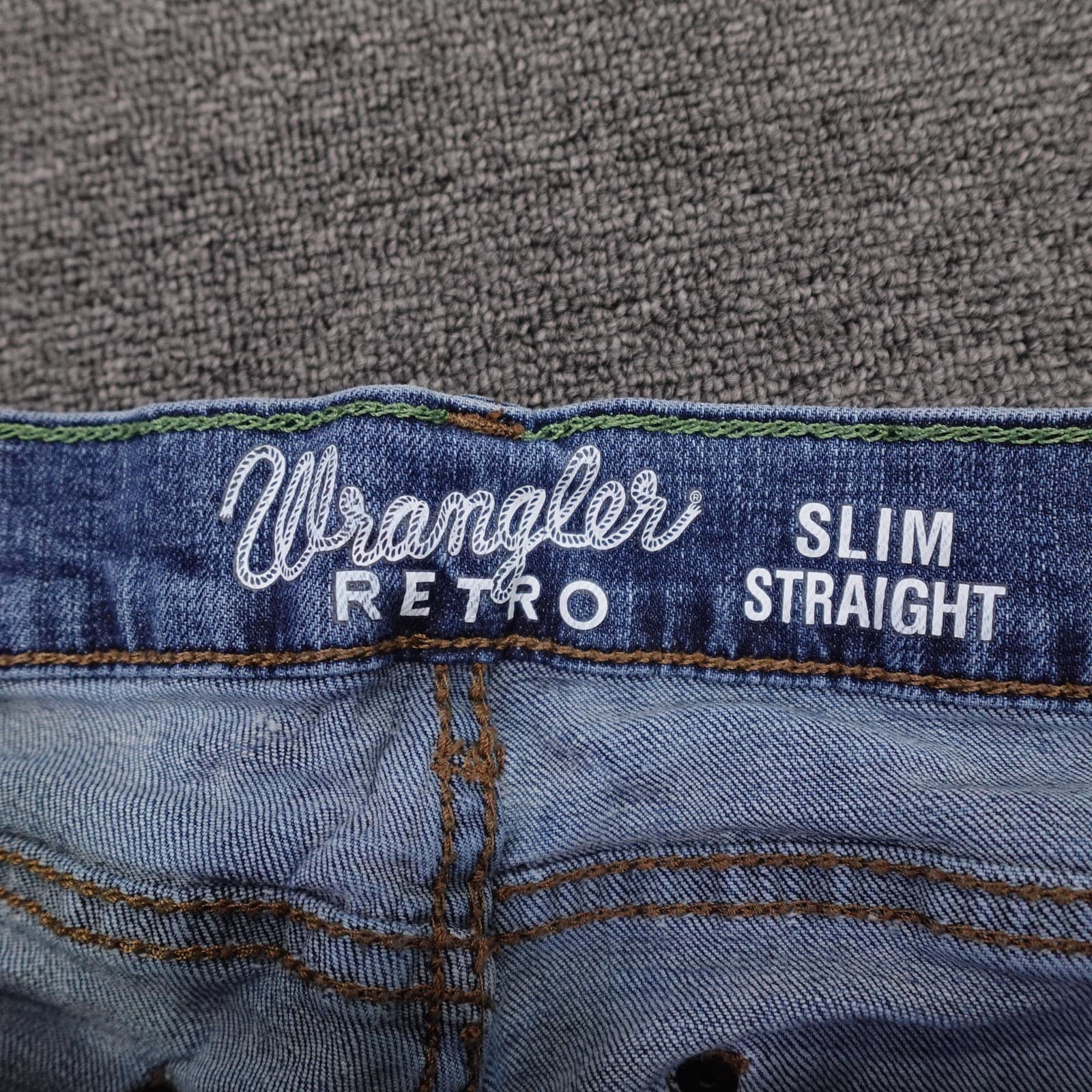Wrangler Retro Slim Straight Jeans Mens 32x29 Blue Medium Wash Stretch Denim - Thumbnail 5