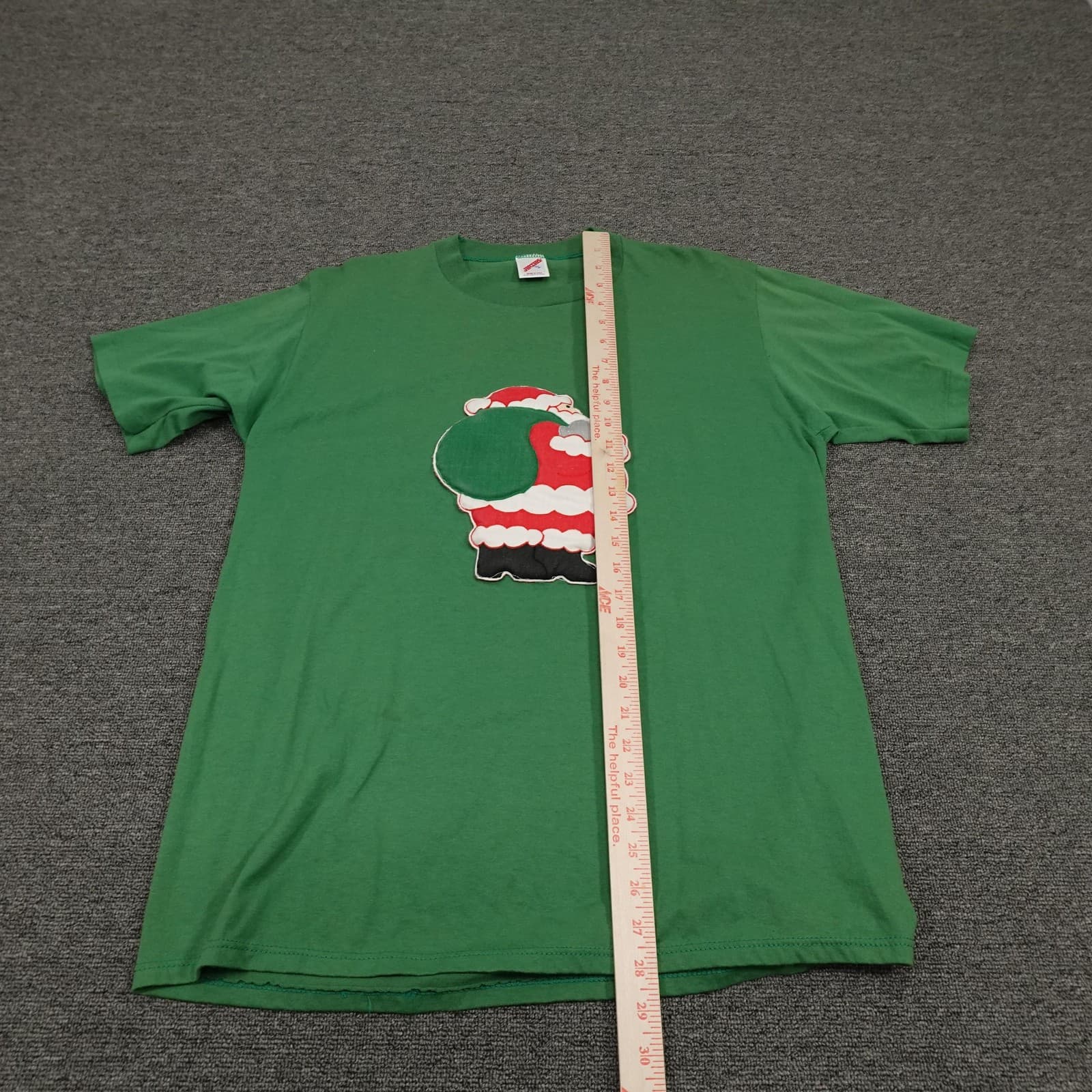 Vintage Jerzees Shirt Mens XL Green Santa Christmas Made USA Single Stitch 90s - Thumbnail 5
