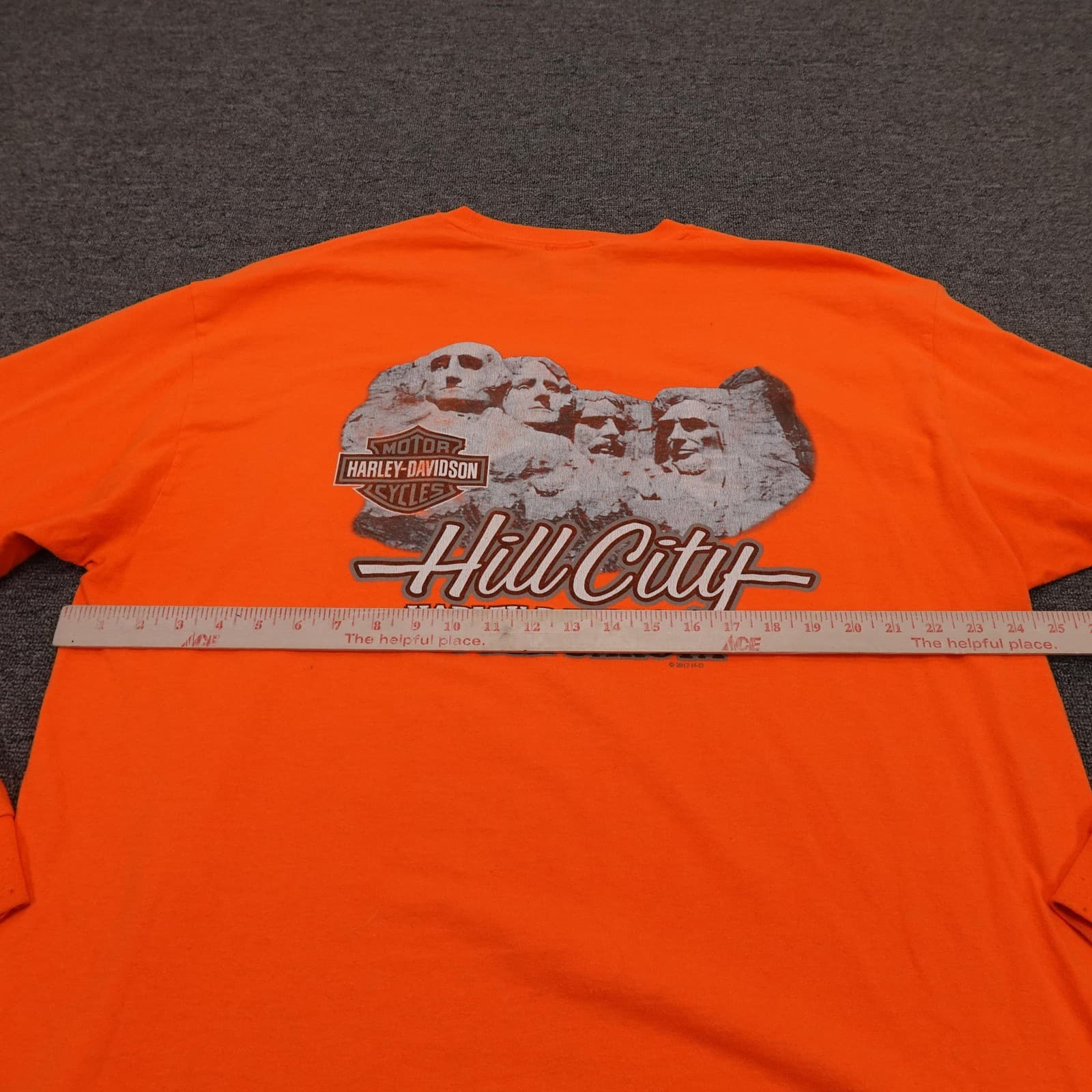Harley-Davidson Shirt Mens 2XL Orange Long Sleeve Mount Rushmore Graphic Tee - Thumbnail 6