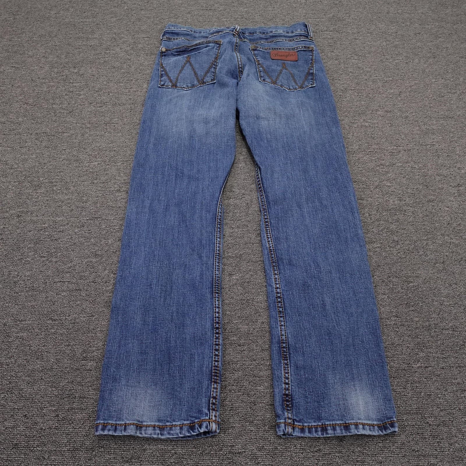 Wrangler Retro Slim Straight Jeans Mens 32x29 Blue Medium Wash Stretch Denim - Thumbnail 3