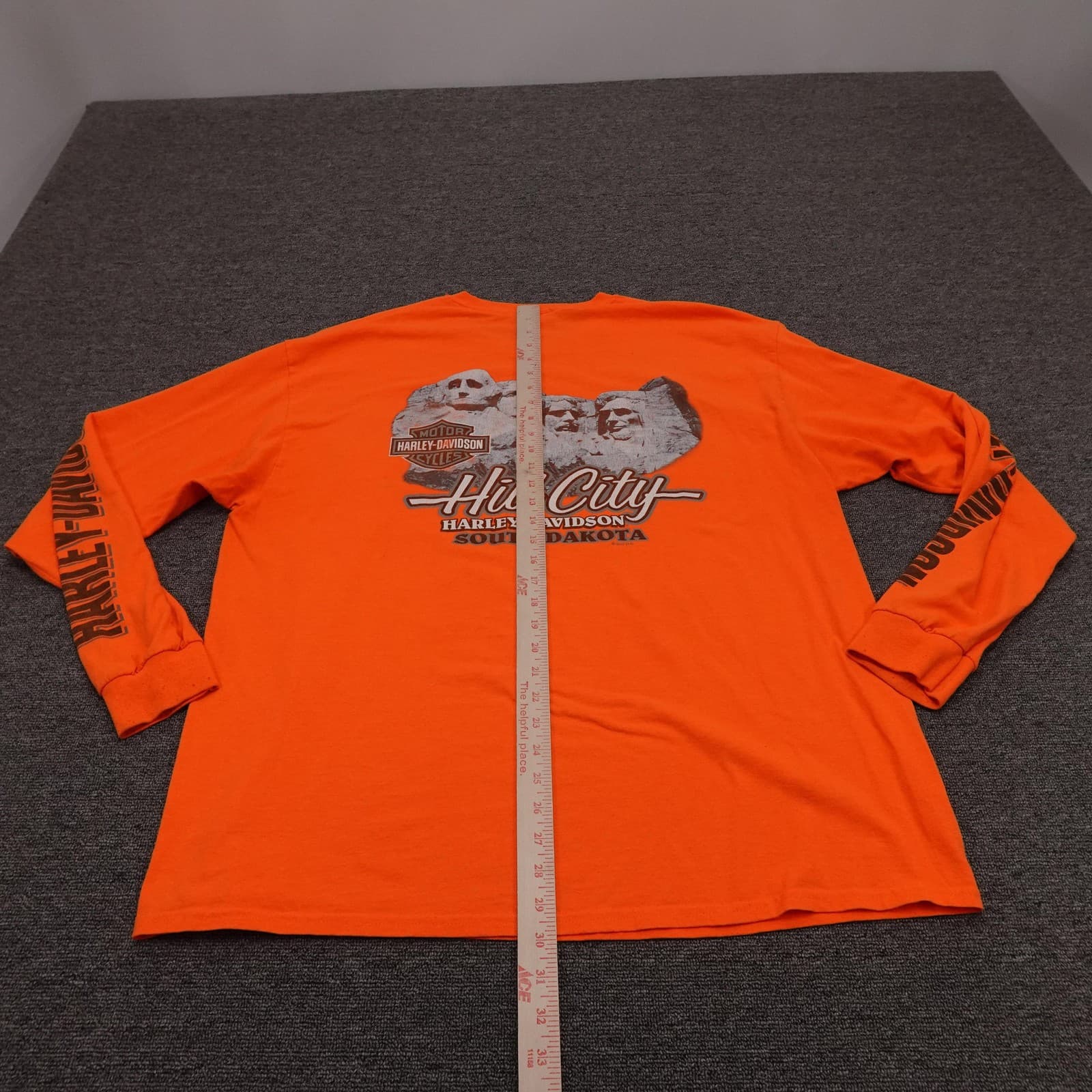 Harley-Davidson Shirt Mens 2XL Orange Long Sleeve Mount Rushmore Graphic Tee - Thumbnail 7