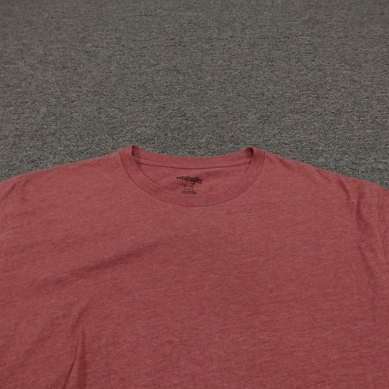 Wrangler Shirt Mens Large Red Heather Crewneck Short Sleeve Basic Casual Tee - Thumbnail 2