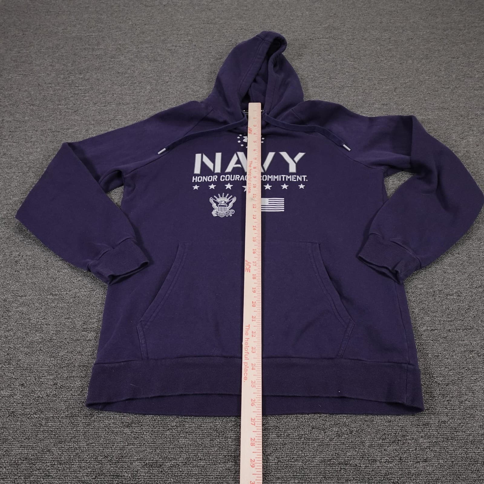 Under Armour Hoodie Mens Medium Purple Navy Honor Courage USA Graphic Fleece - Thumbnail 5