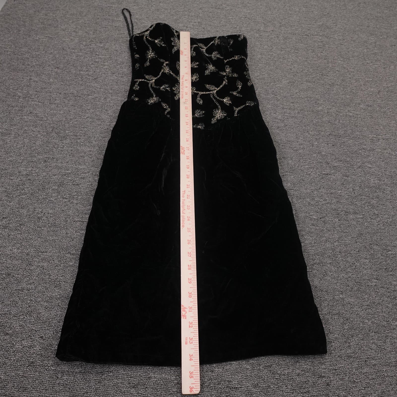 Vintage Positively ELIN Dress Juniors 5 6 Black Velvet Whimsigoth Union USA 80s - Thumbnail 9