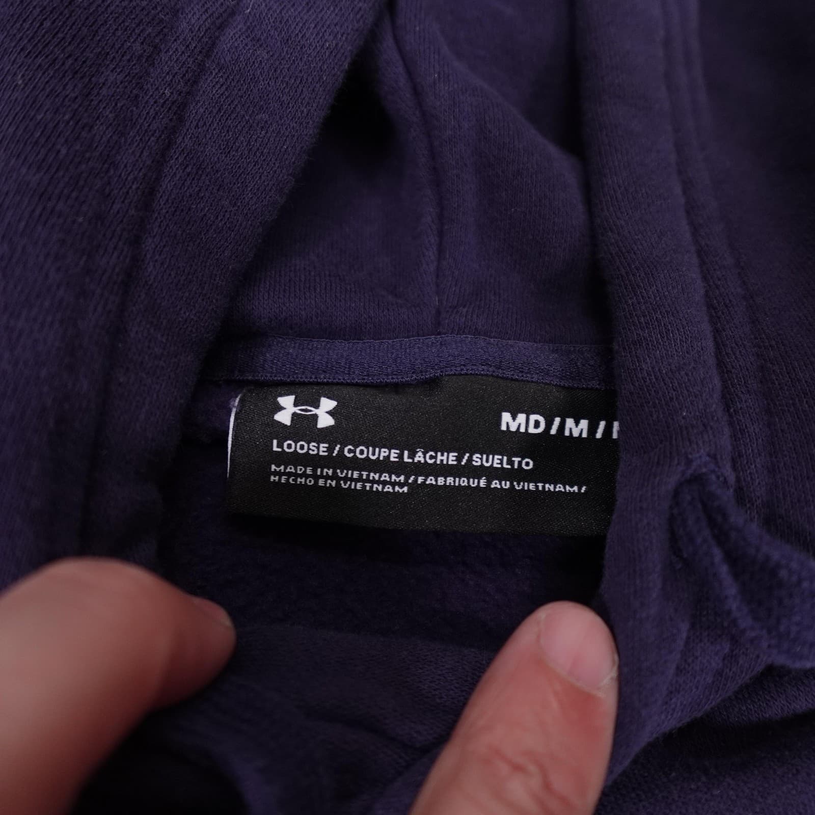 Under Armour Hoodie Mens Medium Purple Navy Honor Courage USA Graphic Fleece - Thumbnail 3
