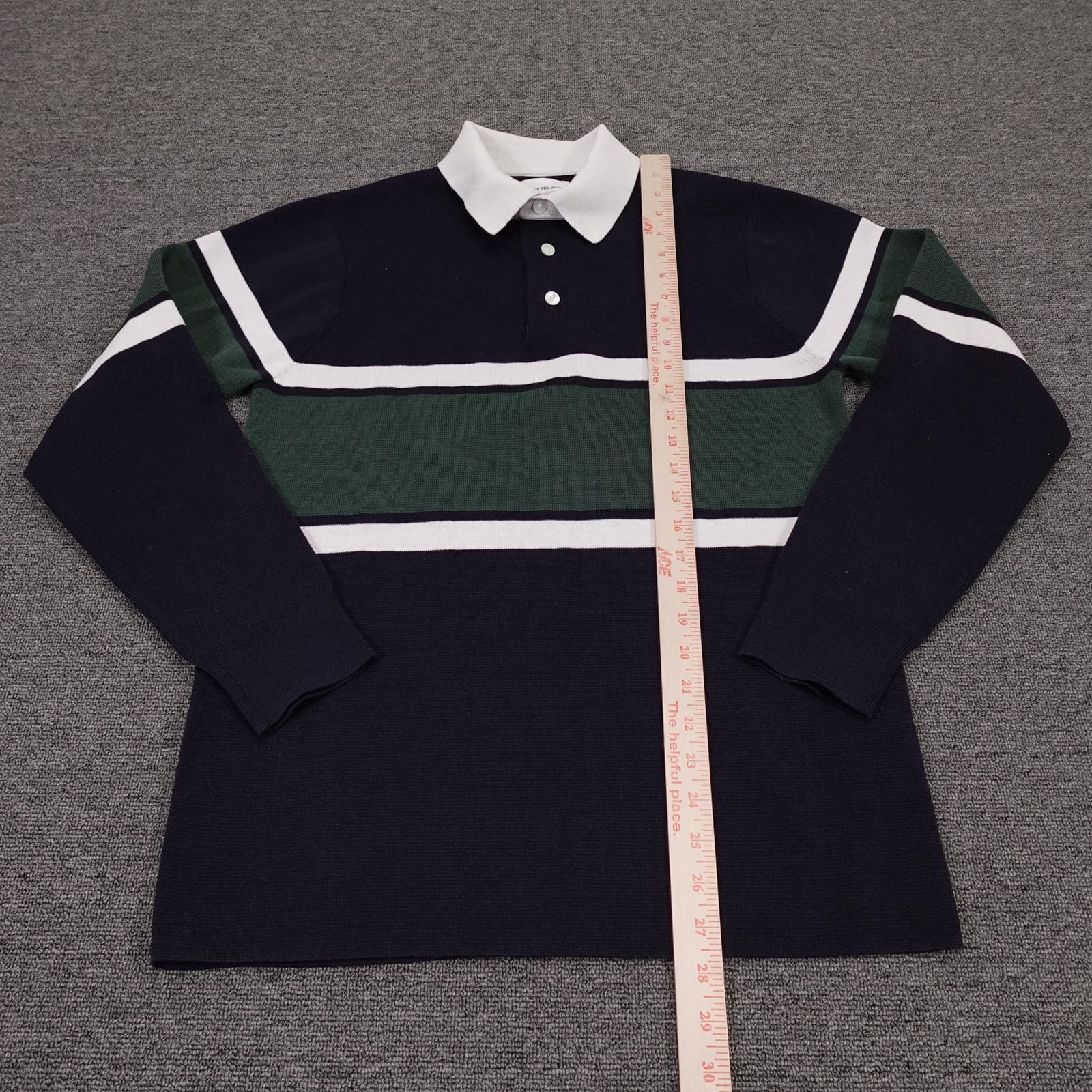 Norse Projects Ruben Knitted Polo Shirt Mens Small Blue Stripe Long Sleeve - Thumbnail 5