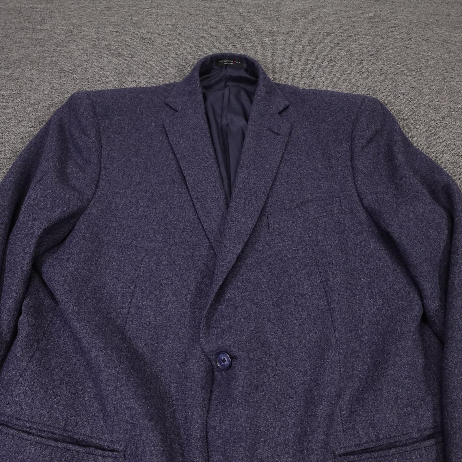 John Varvatos Blazer Mens 46R Blue Wool Blend Tweed Sport Coat Jacket - Thumbnail 2