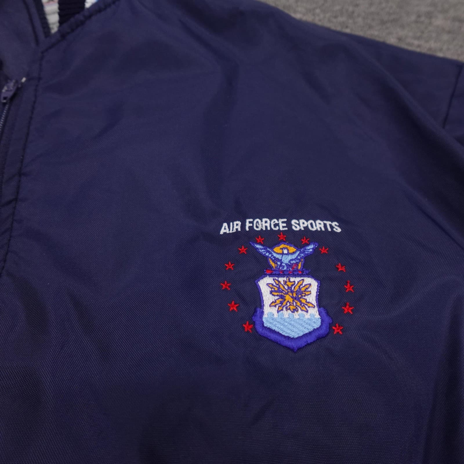 Vintage Air Force Jacket Mens Large Blue NCAA Sports DeLONG Quarter Zip Pullover - Thumbnail 3