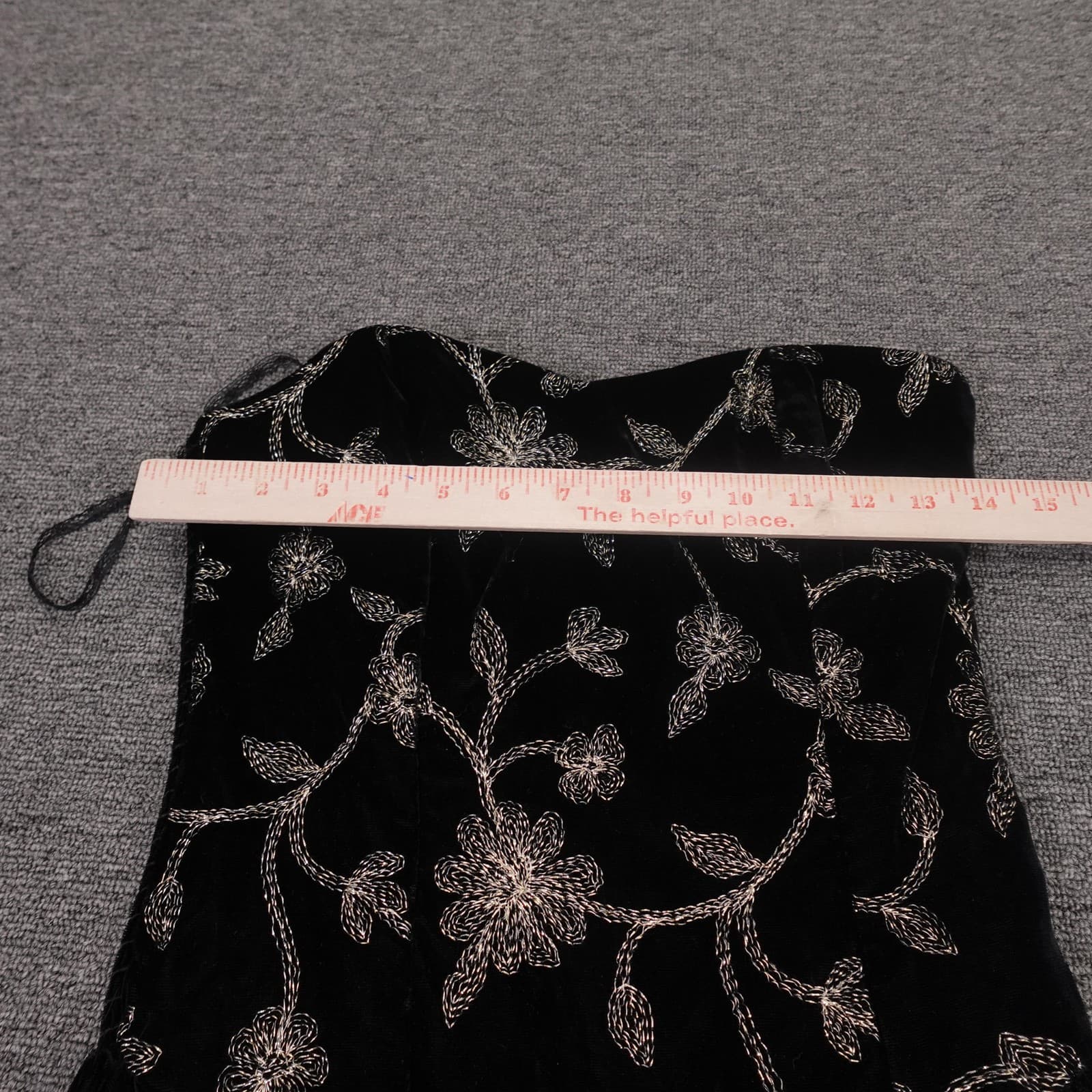 Vintage Positively ELIN Dress Juniors 5 6 Black Velvet Whimsigoth Union USA 80s - Thumbnail 8
