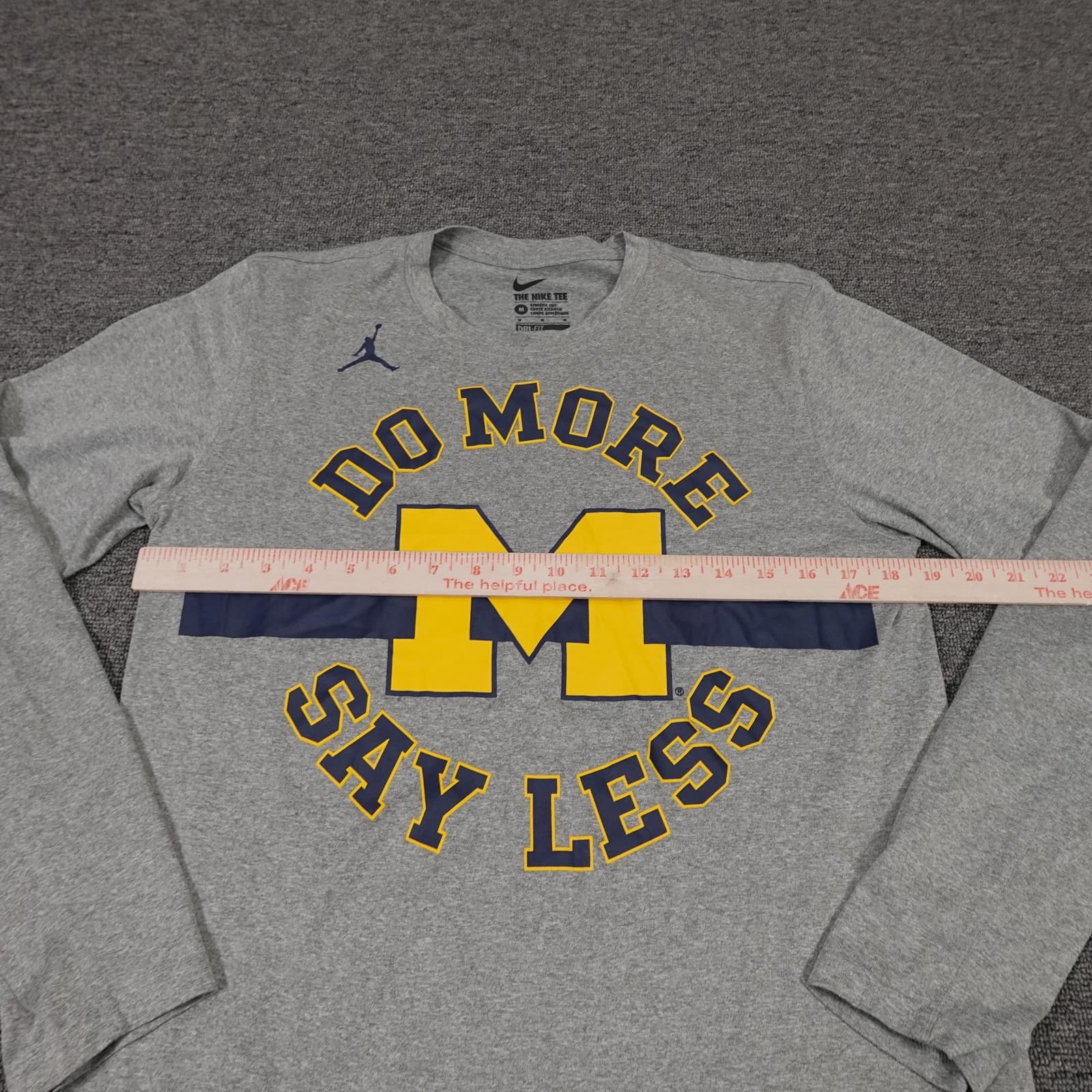 Michigan Wolverines Shirt Mens Medium Gray Football Nike Dri Fit Long Sleeve - Thumbnail 4