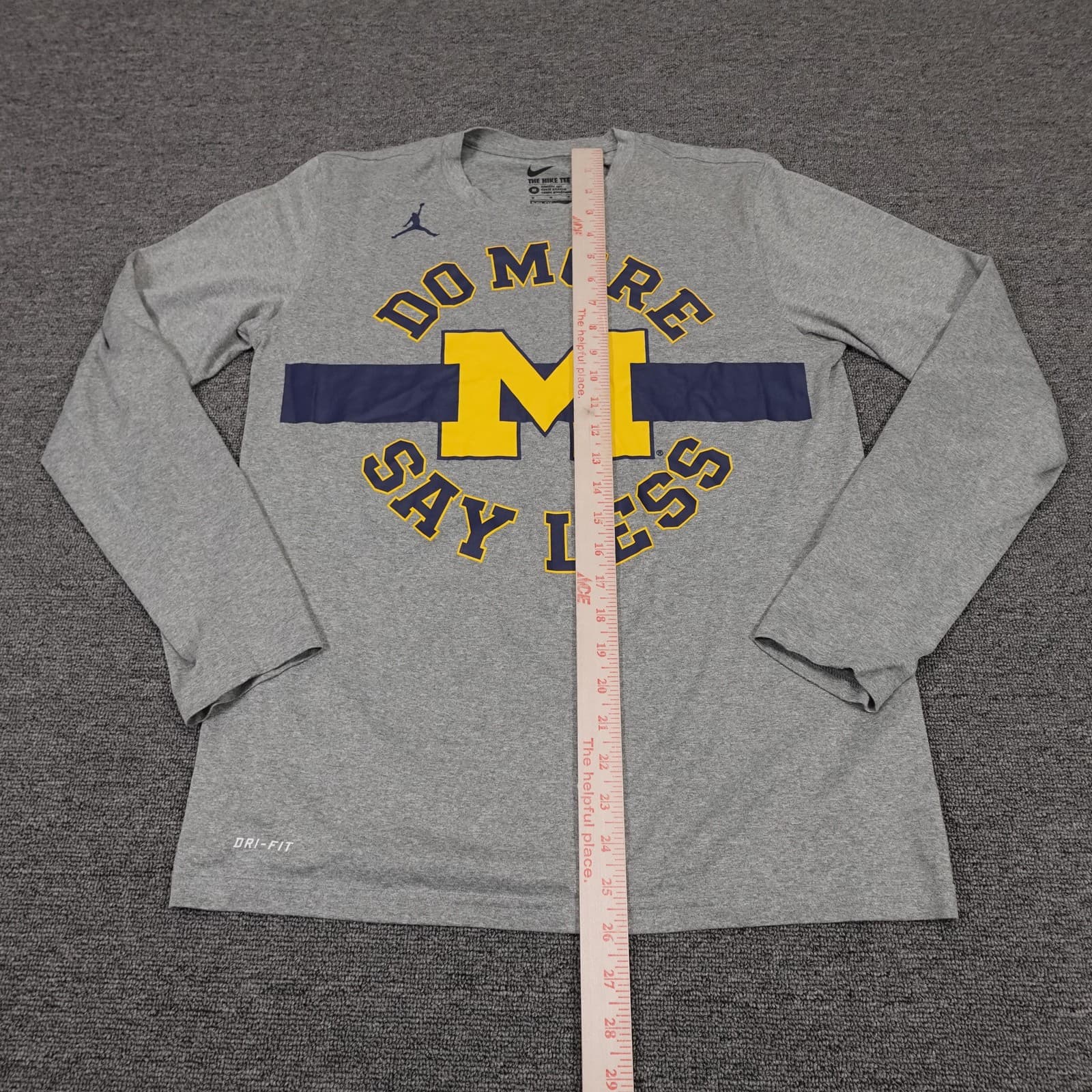 Michigan Wolverines Shirt Mens Medium Gray Football Nike Dri Fit Long Sleeve - Thumbnail 5