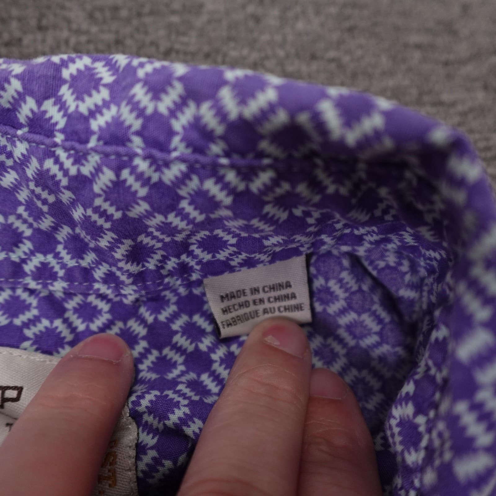 Roper Shirt Mens XL Purple Geometric Long Sleeve Western Snap Cotton Casual - Thumbnail 4