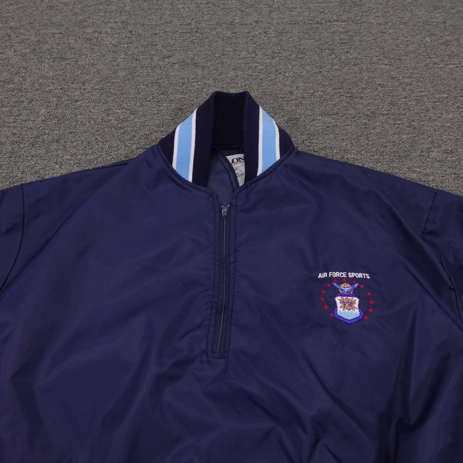 Vintage Air Force Jacket Mens Large Blue NCAA Sports DeLONG Quarter Zip Pullover - Thumbnail 2