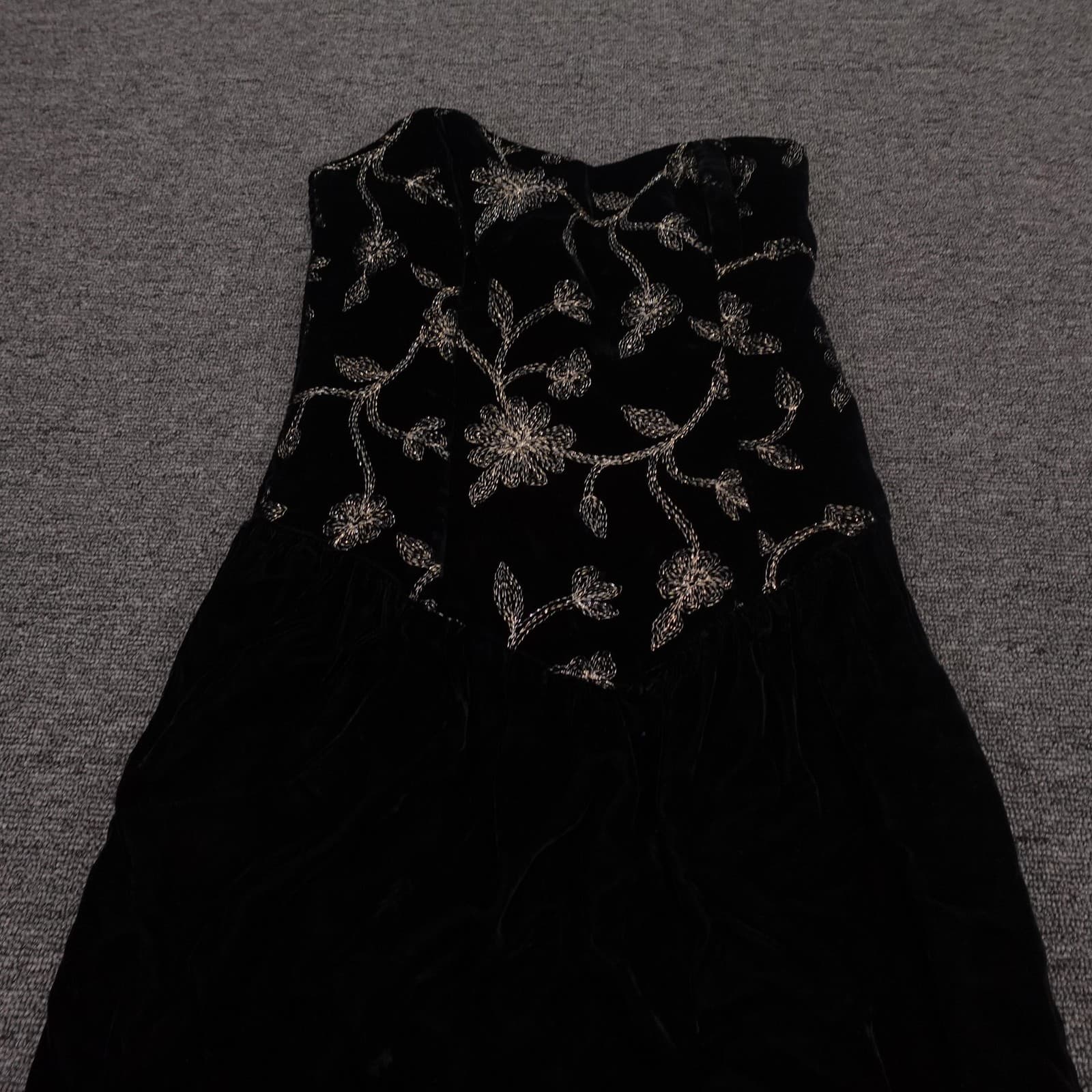 Vintage Positively ELIN Dress Juniors 5 6 Black Velvet Whimsigoth Union USA 80s - Thumbnail 2