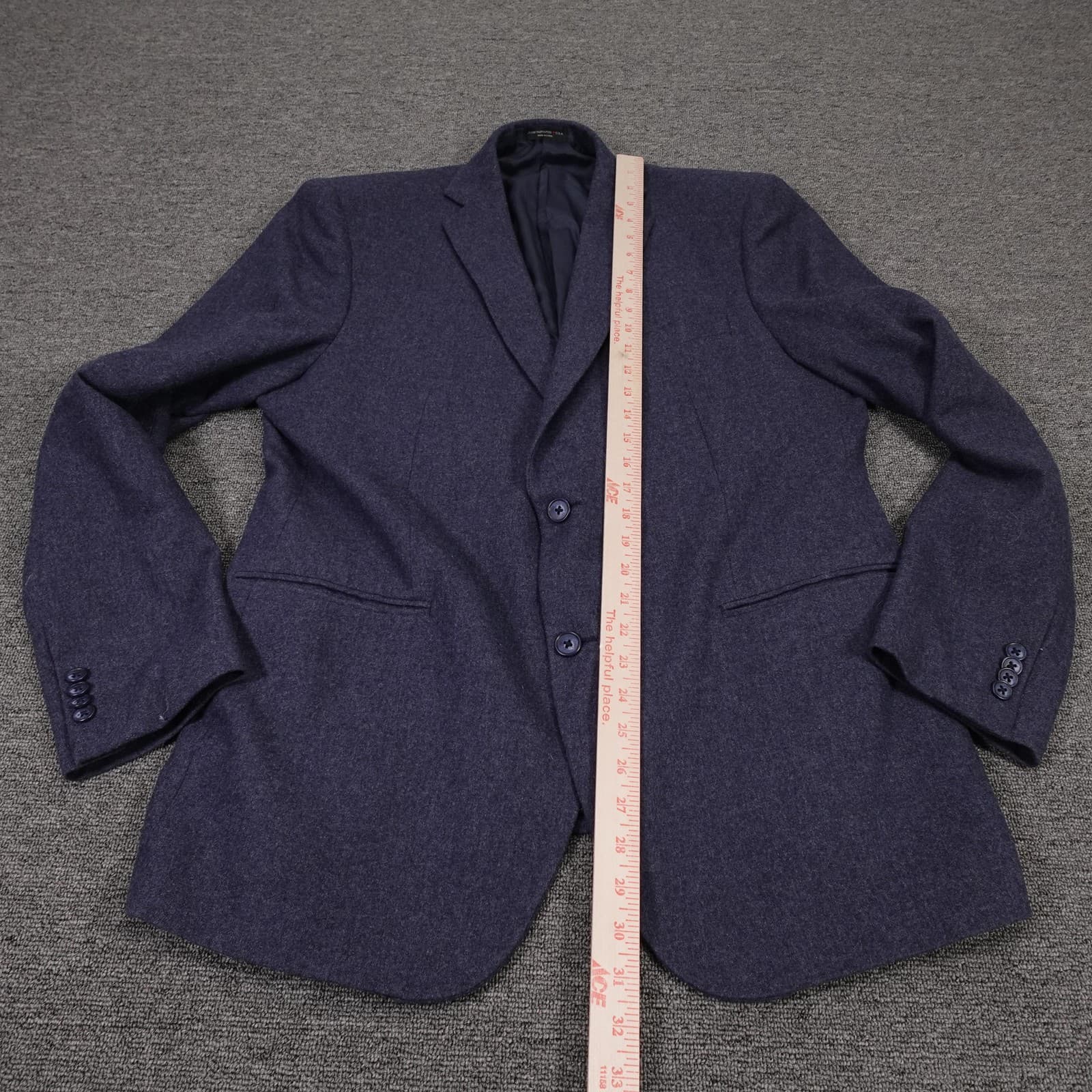 John Varvatos Blazer Mens 46R Blue Wool Blend Tweed Sport Coat Jacket - Thumbnail 5