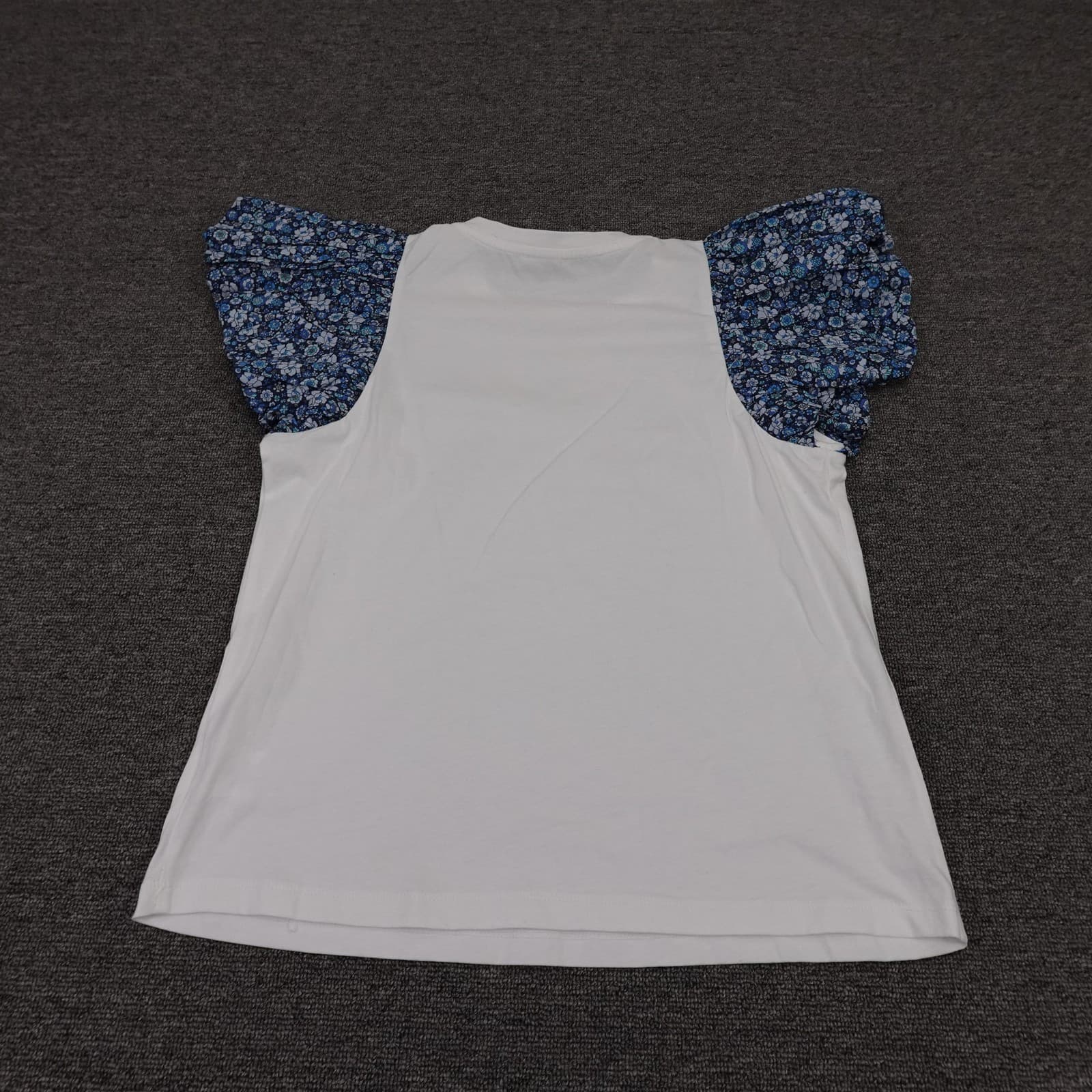 Hyacinth House Shirt Womens Small White Floral Flutter Sleeve Ruffle Tee Top - Thumbnail 6