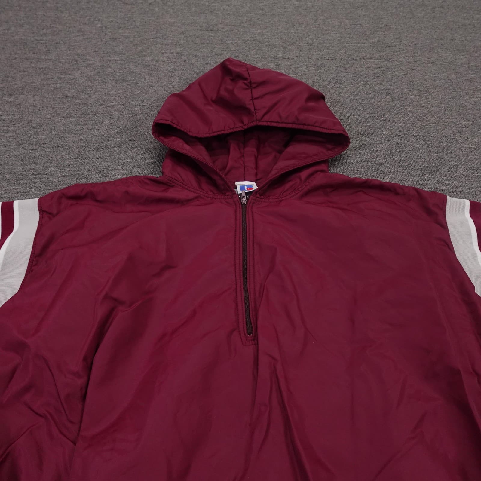 Vintage Russell Athletic Jacket Mens XL Red Hooded 1/4 Zip Windbreaker Made USA - Thumbnail 2
