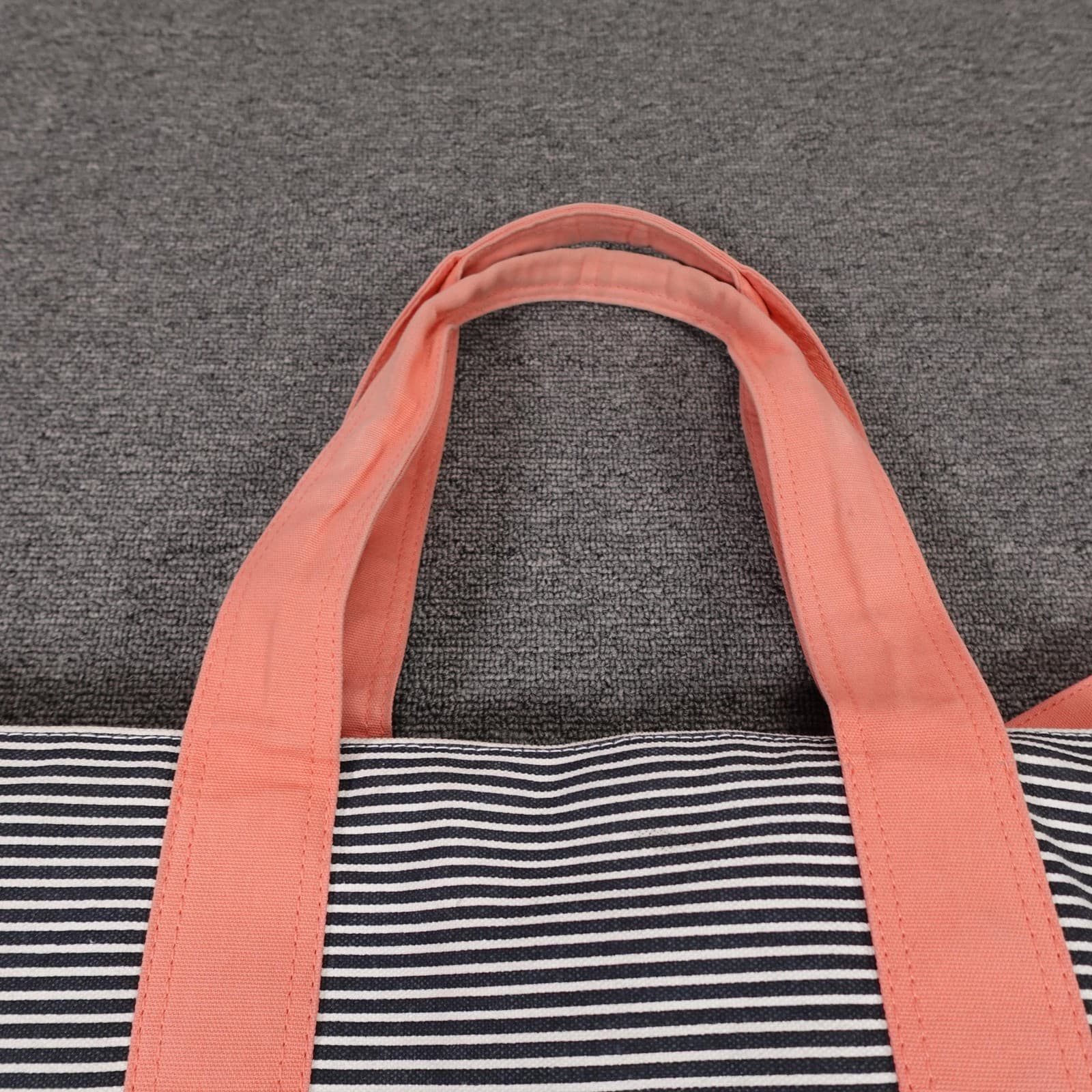 Ame & Lulu Tote Bag Womens Large Blue Striped Canvas Pink Handles Casual - Thumbnail 3