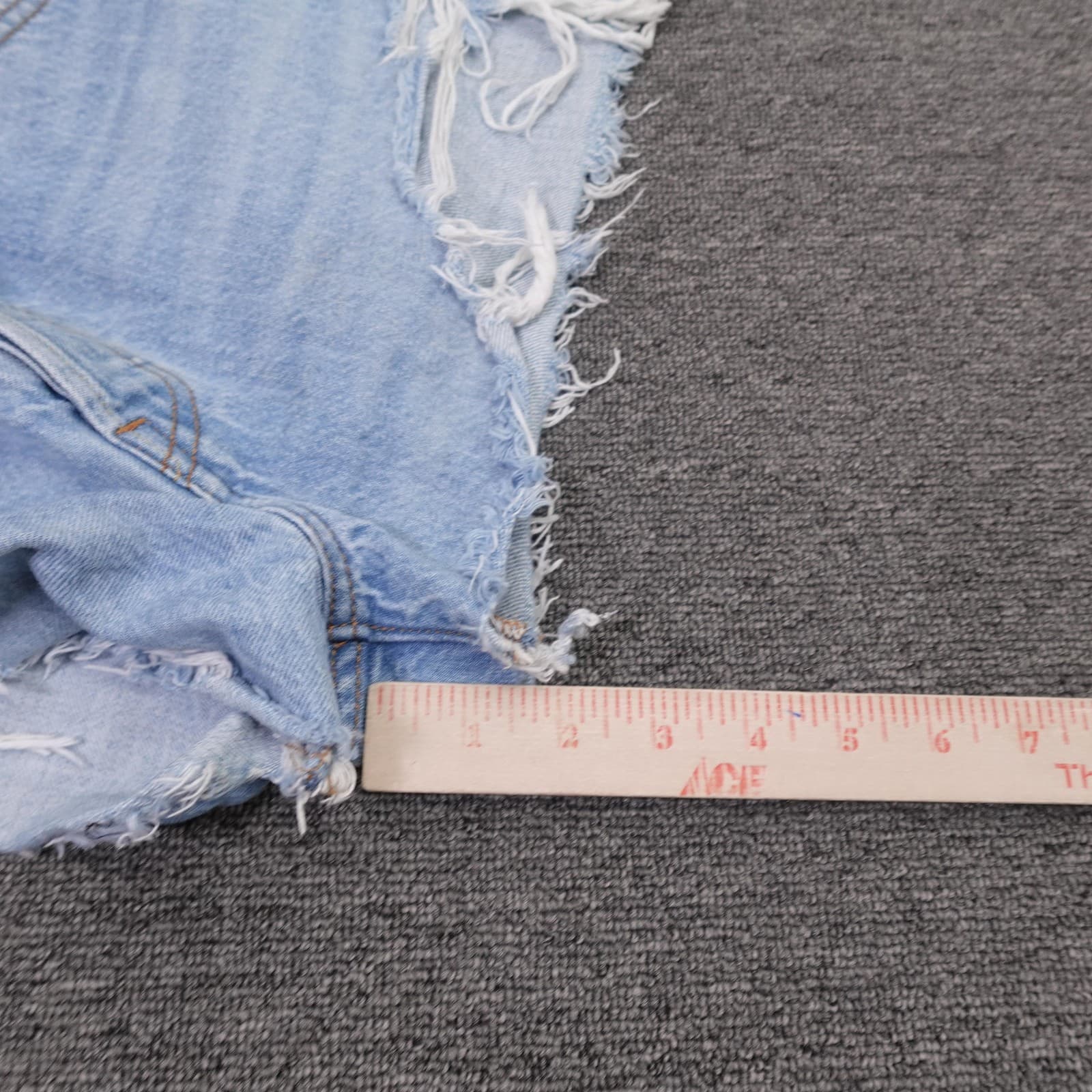 Levi's 501 Shorts Womens W32 Blue Denim High Rise Button Fly Distressed Cutoff - Thumbnail 9