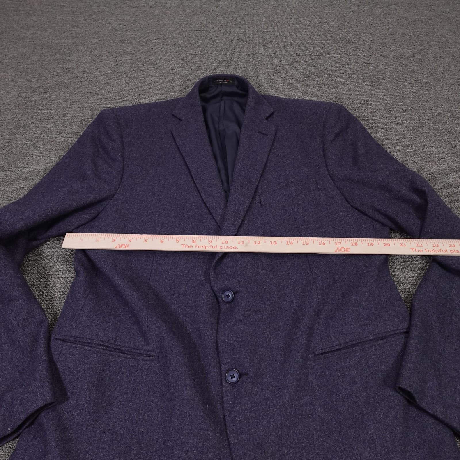 John Varvatos Blazer Mens 46R Blue Wool Blend Tweed Sport Coat Jacket - Thumbnail 4