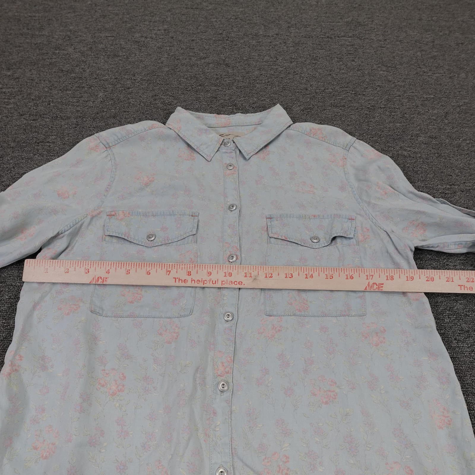 Overland Shirt Womens Small Blue Floral Button Up Long Sleeve Tencel Tunic Top - Thumbnail 3