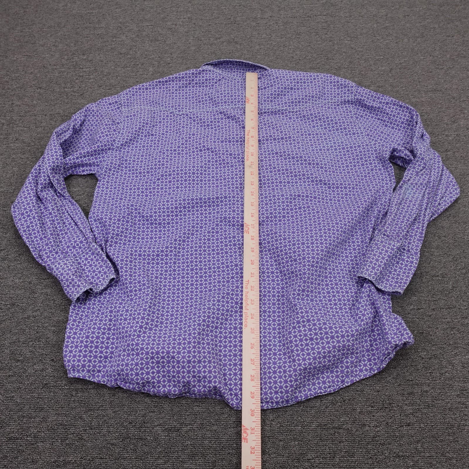 Roper Shirt Mens XL Purple Geometric Long Sleeve Western Snap Cotton Casual - Thumbnail 6