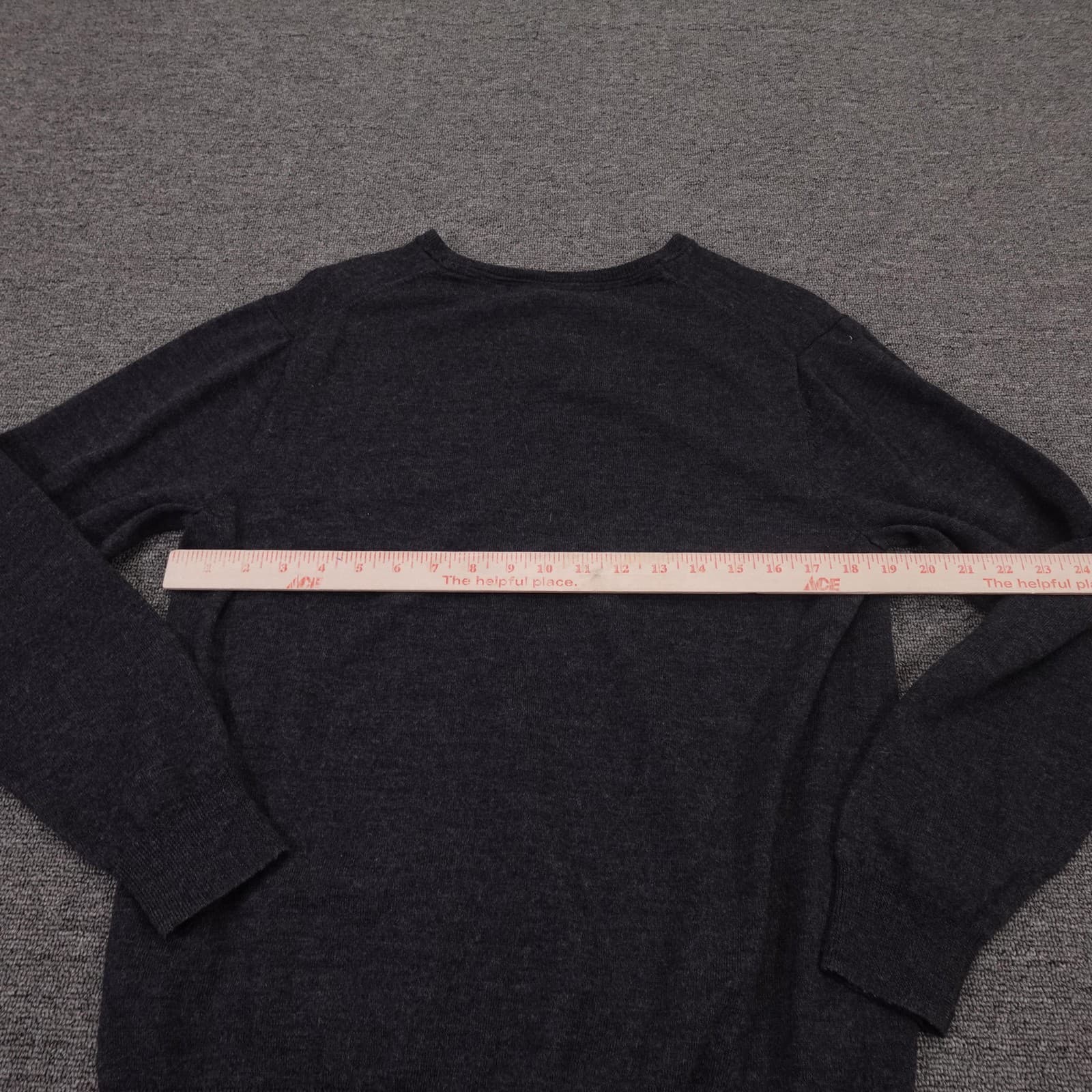 Goodthreads Sweater Mens Large Gray 100% Merino Wool V Neck Knit Pullover - Thumbnail 4