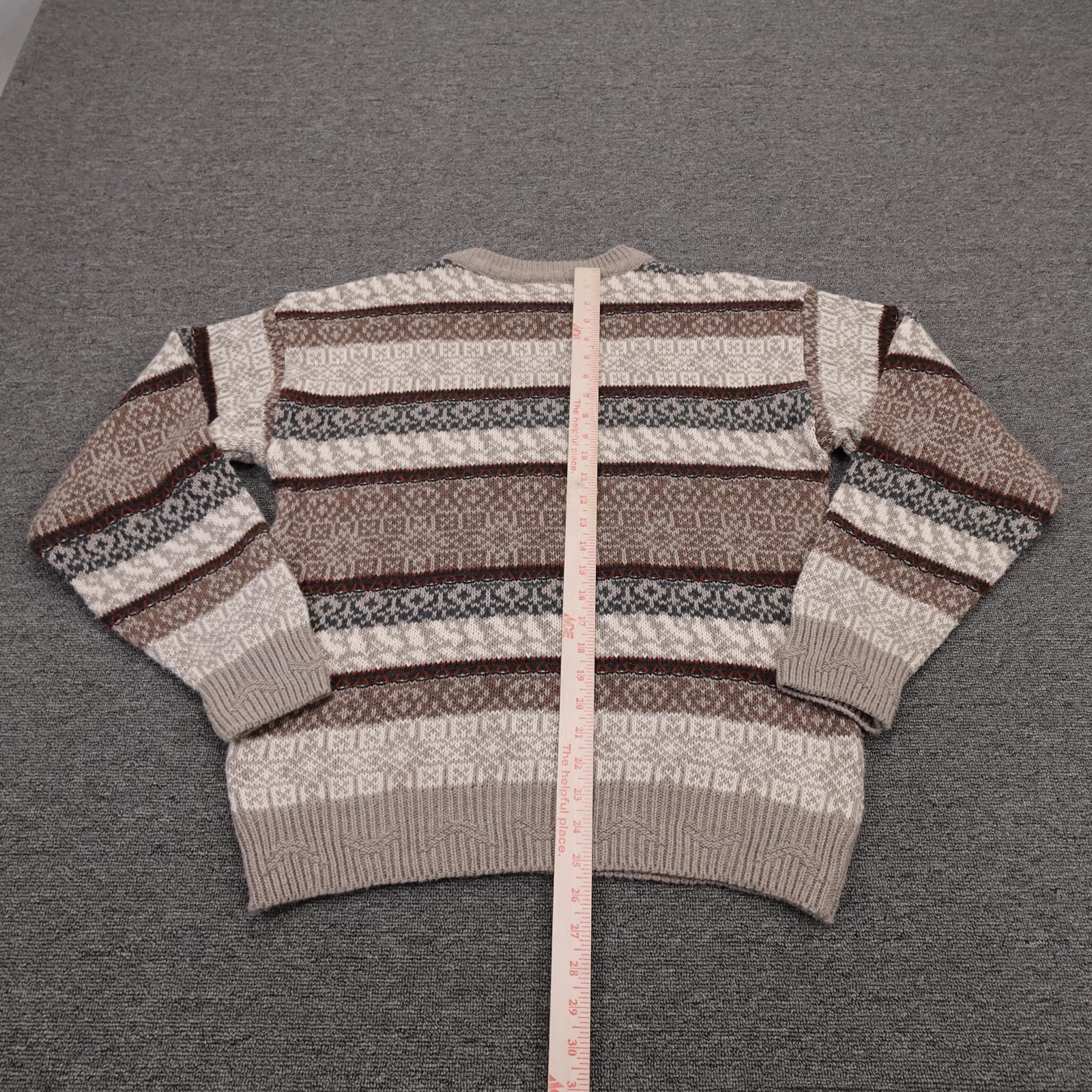 Vintage Giorgio Di Firenze Sweater Mens Medium Brown Fair Isle Wool Knit Italy - Thumbnail 5