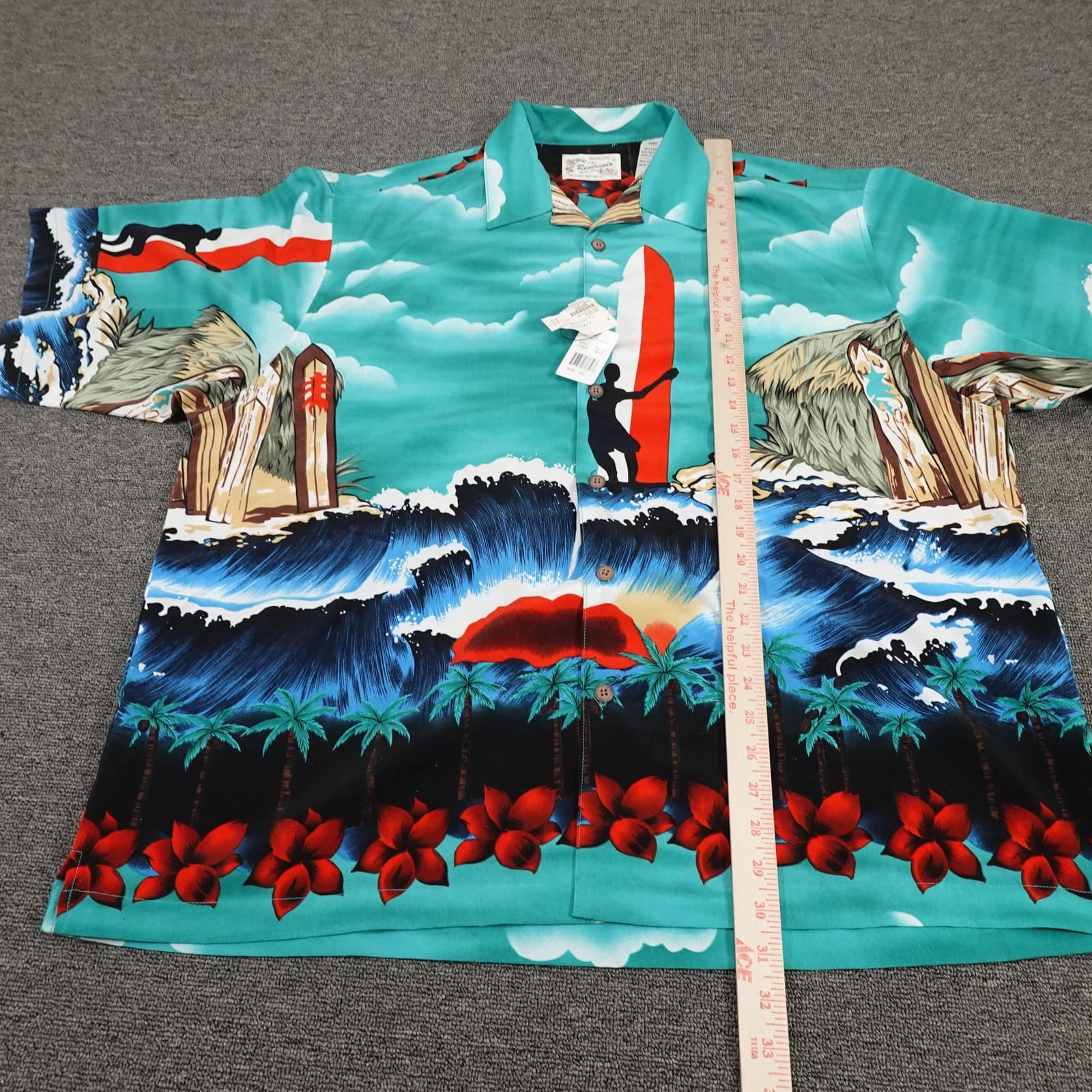 Vintage Reservoir Shirt Mens 2XL Blue Hawaiian Surf Short Sleeve Button Up 90s - Thumbnail 7