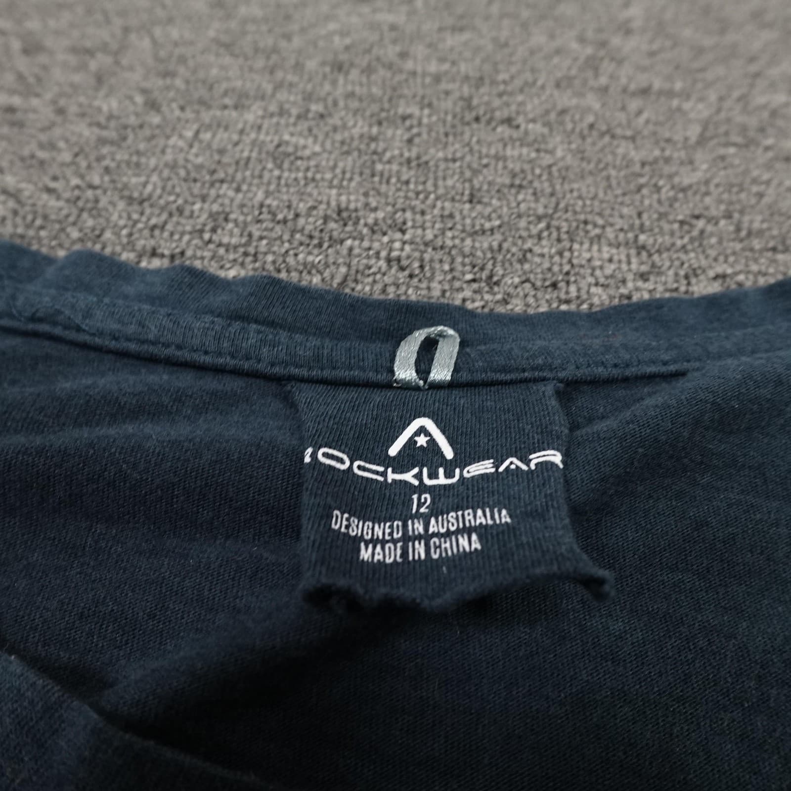 Rockwear T-Shirt Womens 12 Navy Blue Embossed Logo Short Sleeve Activewear - Thumbnail 4