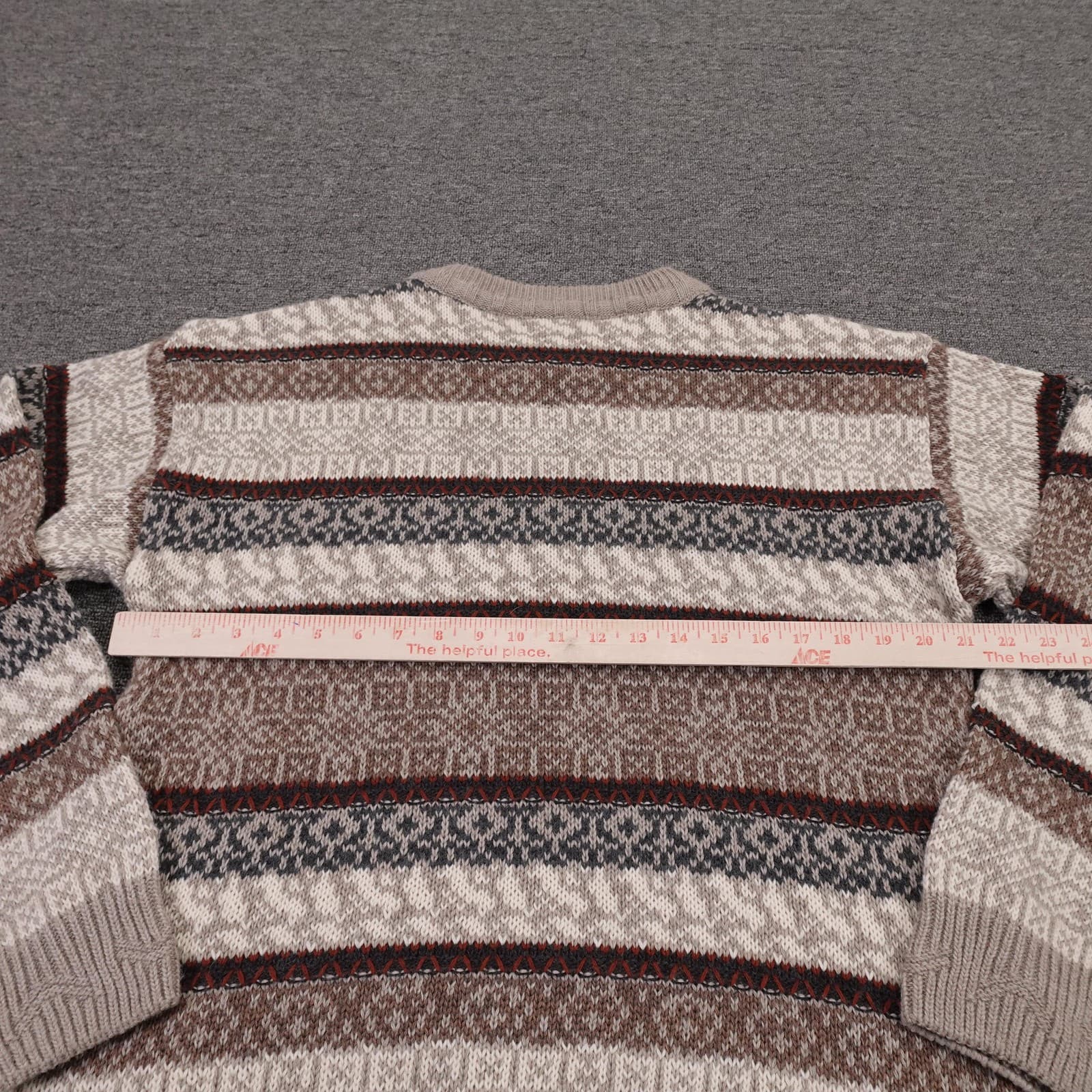 Vintage Giorgio Di Firenze Sweater Mens Medium Brown Fair Isle Wool Knit Italy - Thumbnail 4