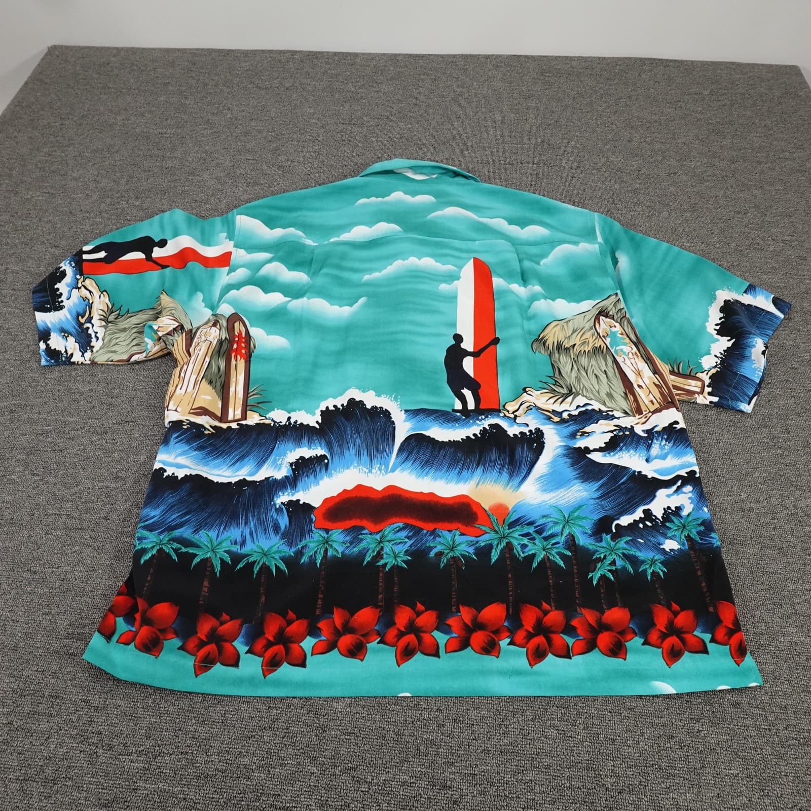 Vintage Reservoir Shirt Mens 2XL Blue Hawaiian Surf Short Sleeve Button Up 90s - Thumbnail 9