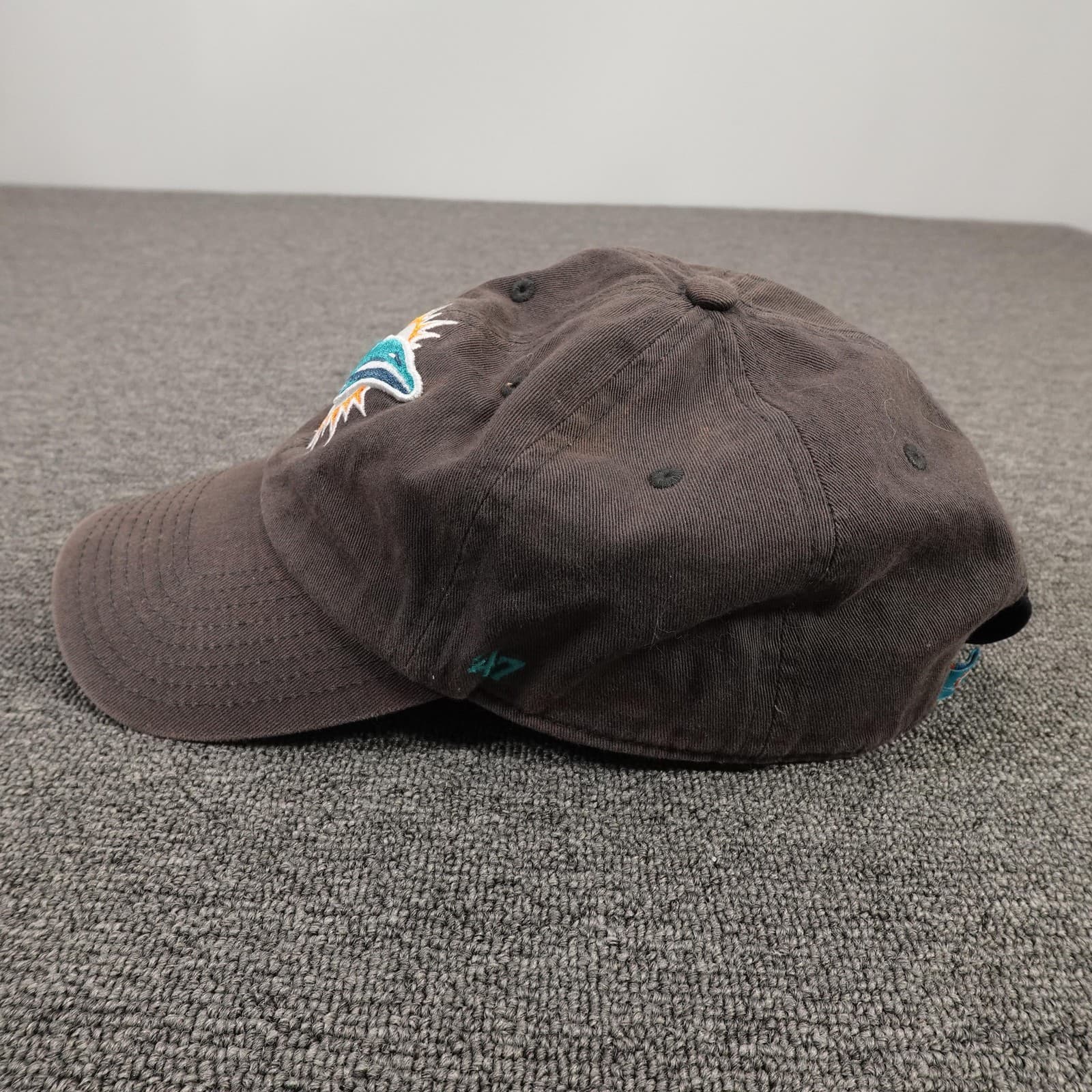 Miami Dolphins Hat Cap Strap Back Mens One Size Dad Hat Brown NFL Football '47 - Thumbnail 3