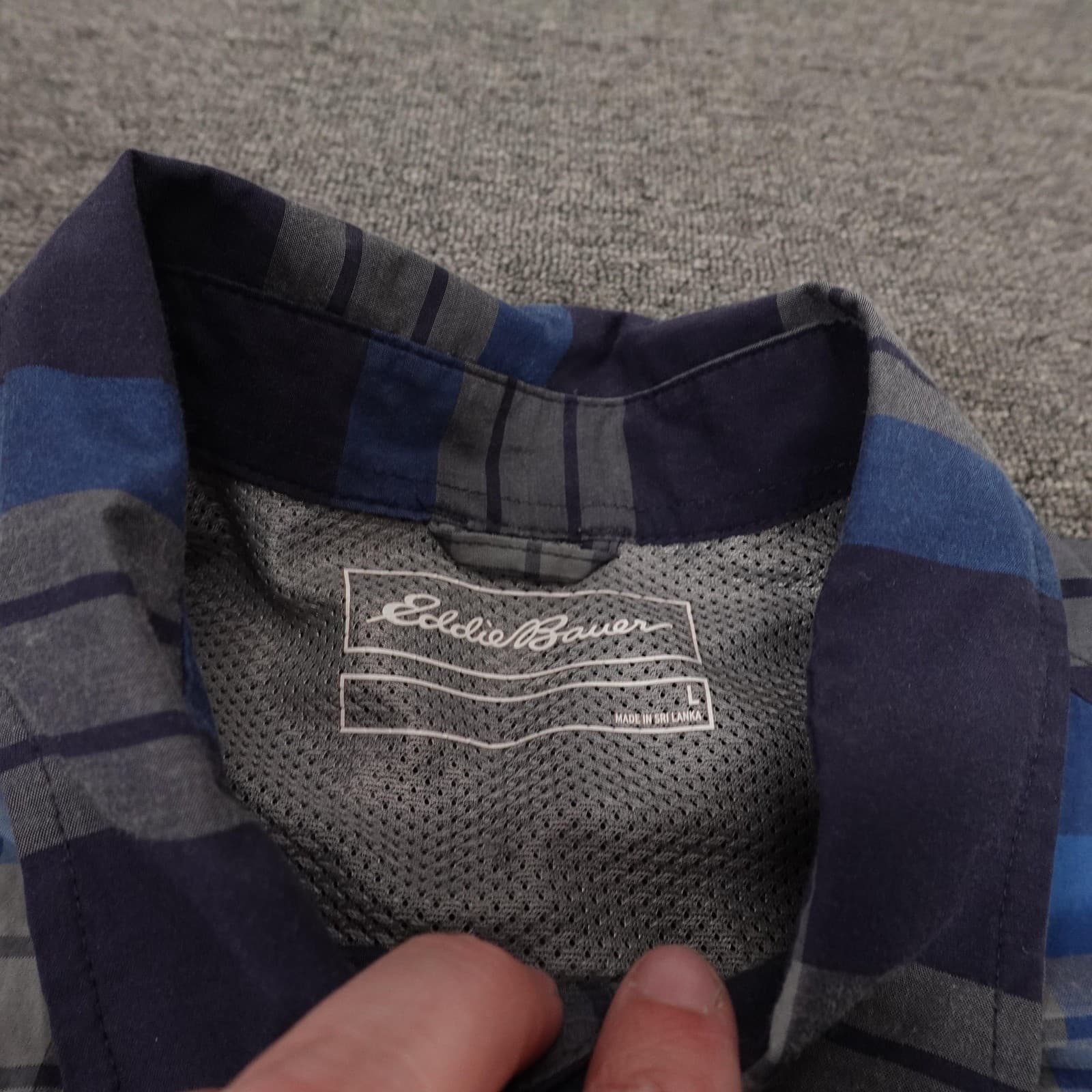 Eddie Bauer Shirt Mens Large Blue Plaid Button Front Long Sleeve Outdoor Casual - Thumbnail 3