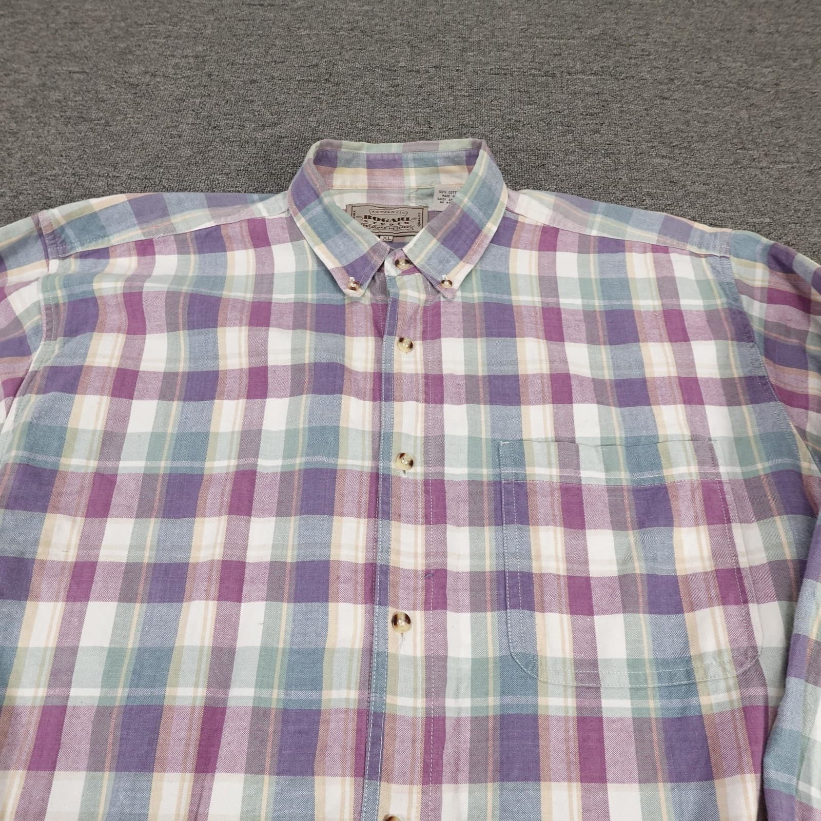 Bogari Studio Shirt Mens XL Multicolor Plaid Button Down Long Sleeve Casual - Thumbnail 2