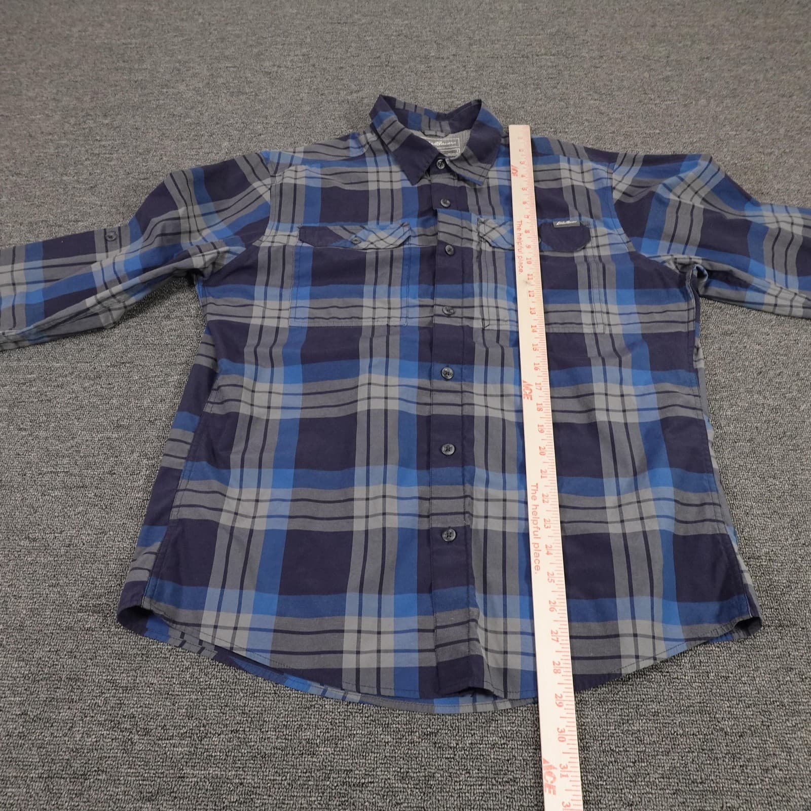 Eddie Bauer Shirt Mens Large Blue Plaid Button Front Long Sleeve Outdoor Casual - Thumbnail 6