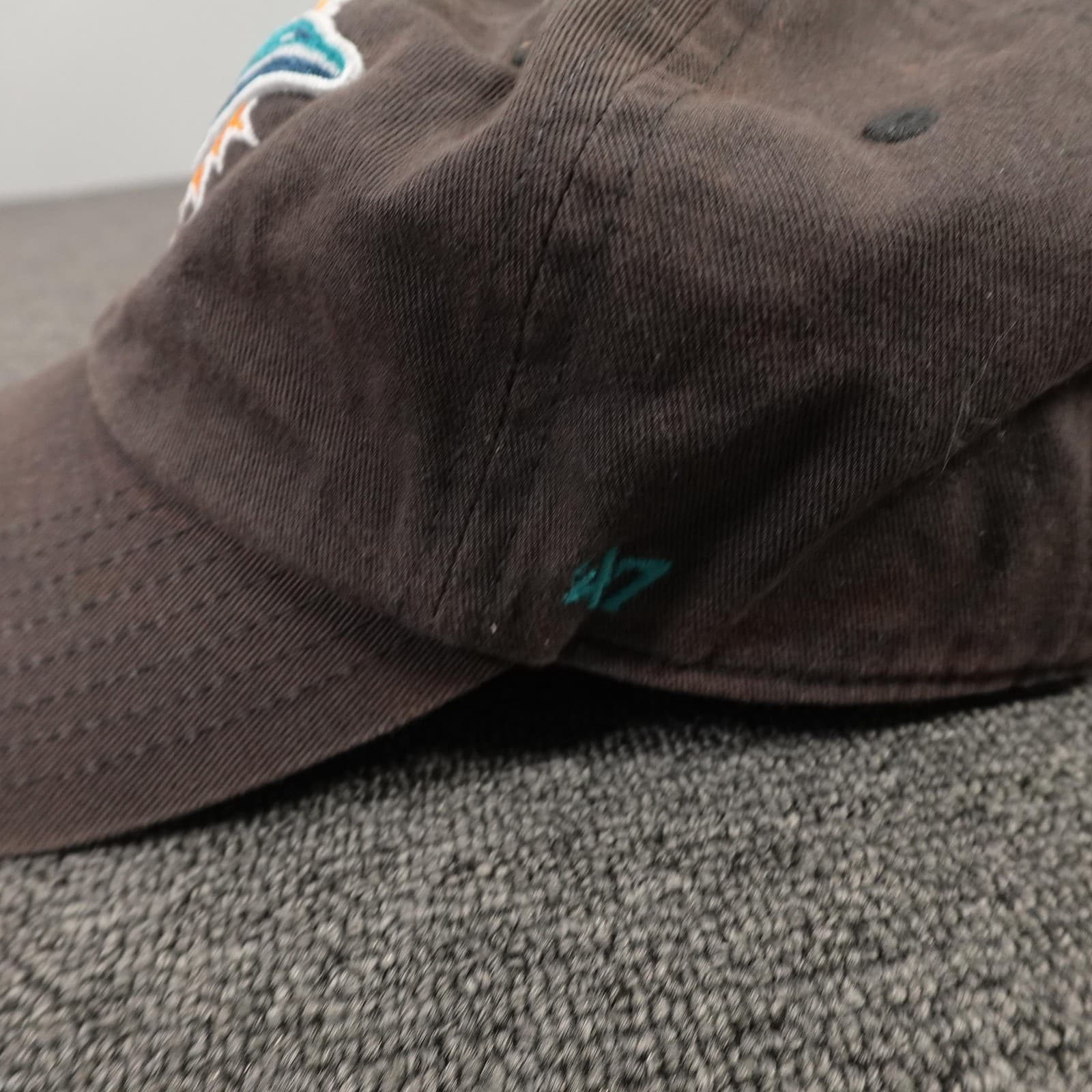 Miami Dolphins Hat Cap Strap Back Mens One Size Dad Hat Brown NFL Football '47 - Thumbnail 4