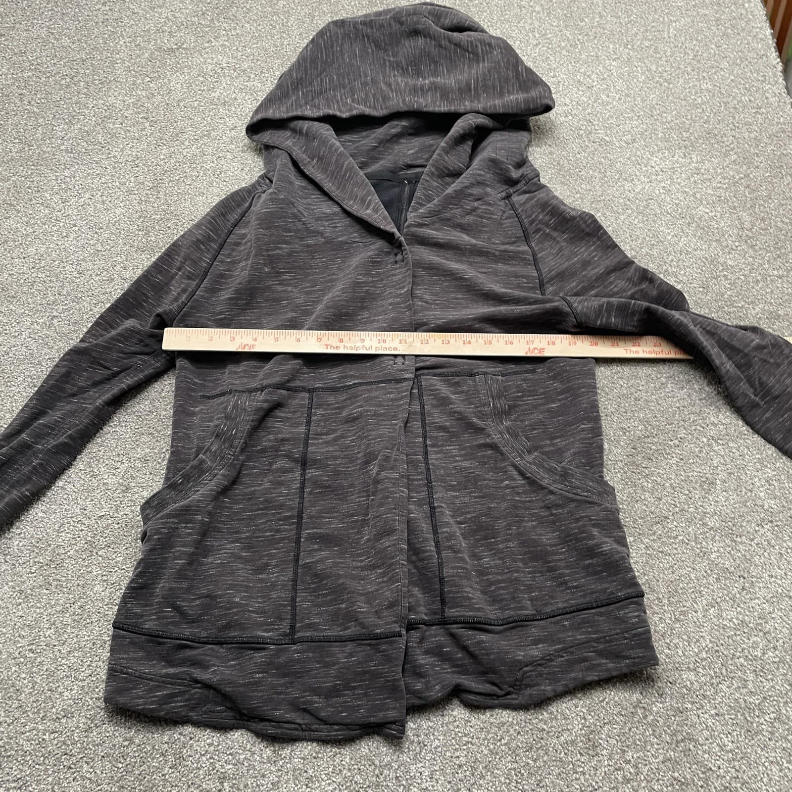 Lululemon Hooded Cardigan Jacket Women 8 Heather Gray Snap Button Relaxed Fit - Thumbnail 4