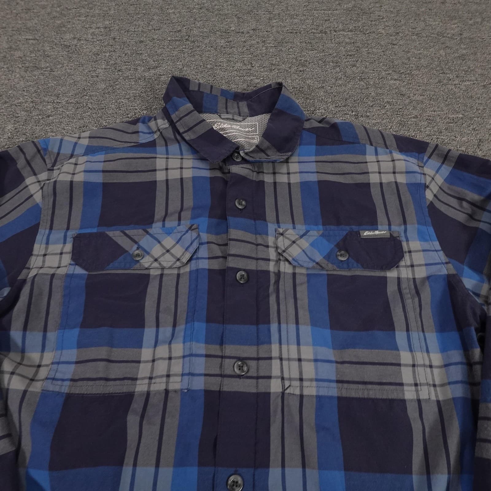 Eddie Bauer Shirt Mens Large Blue Plaid Button Front Long Sleeve Outdoor Casual - Thumbnail 2