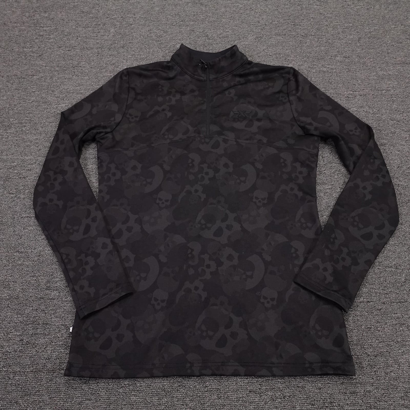 PXG Pullover Shirt Womens Small Black Darkness Camo Skull 1/4 Zip Golf Mock Neck