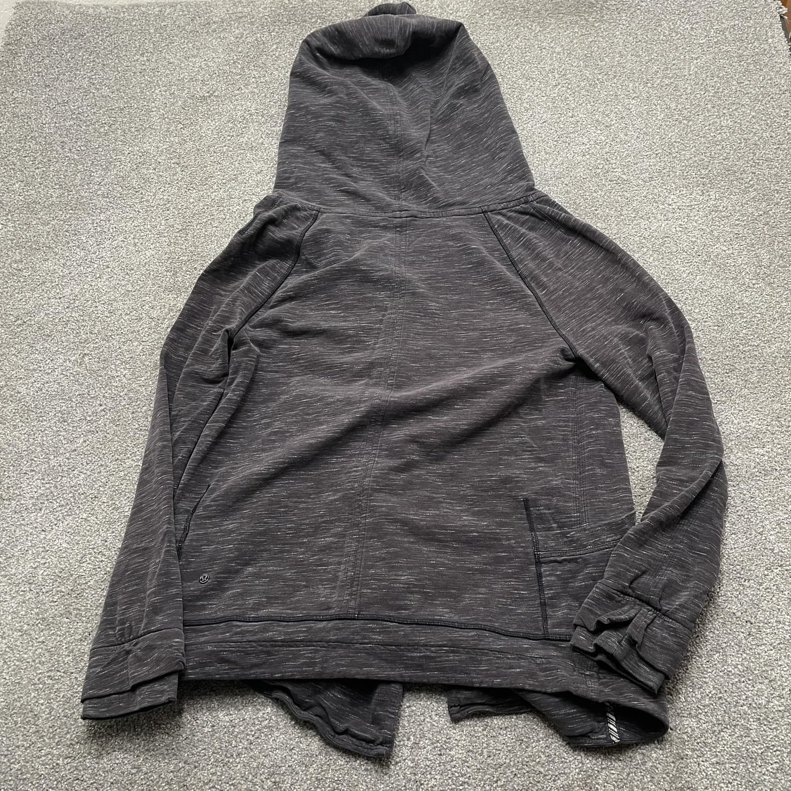 Lululemon Hooded Cardigan Jacket Women 8 Heather Gray Snap Button Relaxed Fit - Thumbnail 7