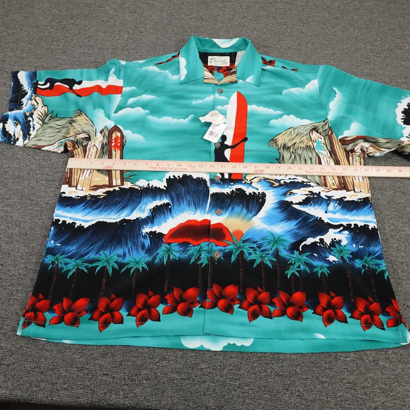 Vintage Reservoir Shirt Mens 2XL Blue Hawaiian Surf Short Sleeve Button Up 90s - Thumbnail 5
