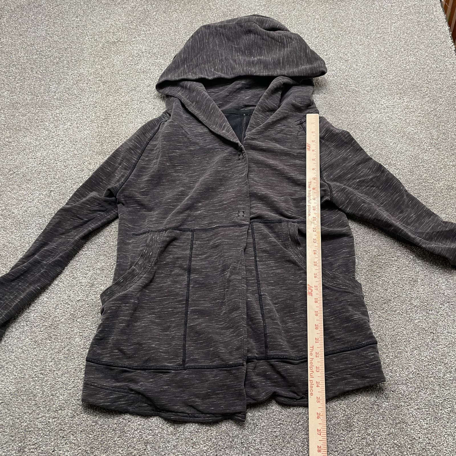 Lululemon Hooded Cardigan Jacket Women 8 Heather Gray Snap Button Relaxed Fit - Thumbnail 5