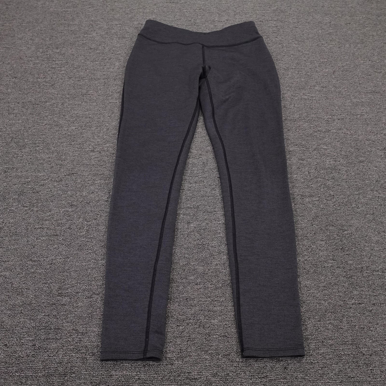 Title Nine Leggings Womens Medium Gray Herringbone Mid Rise Ankle Knit Yoga